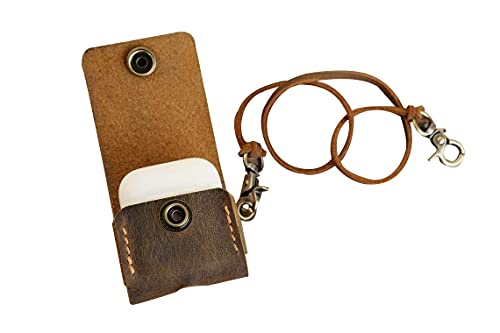 Distressed Brown Leather AirPods Pro Case - Personalized Minimalist Holder for Men | Travel & Daily Use