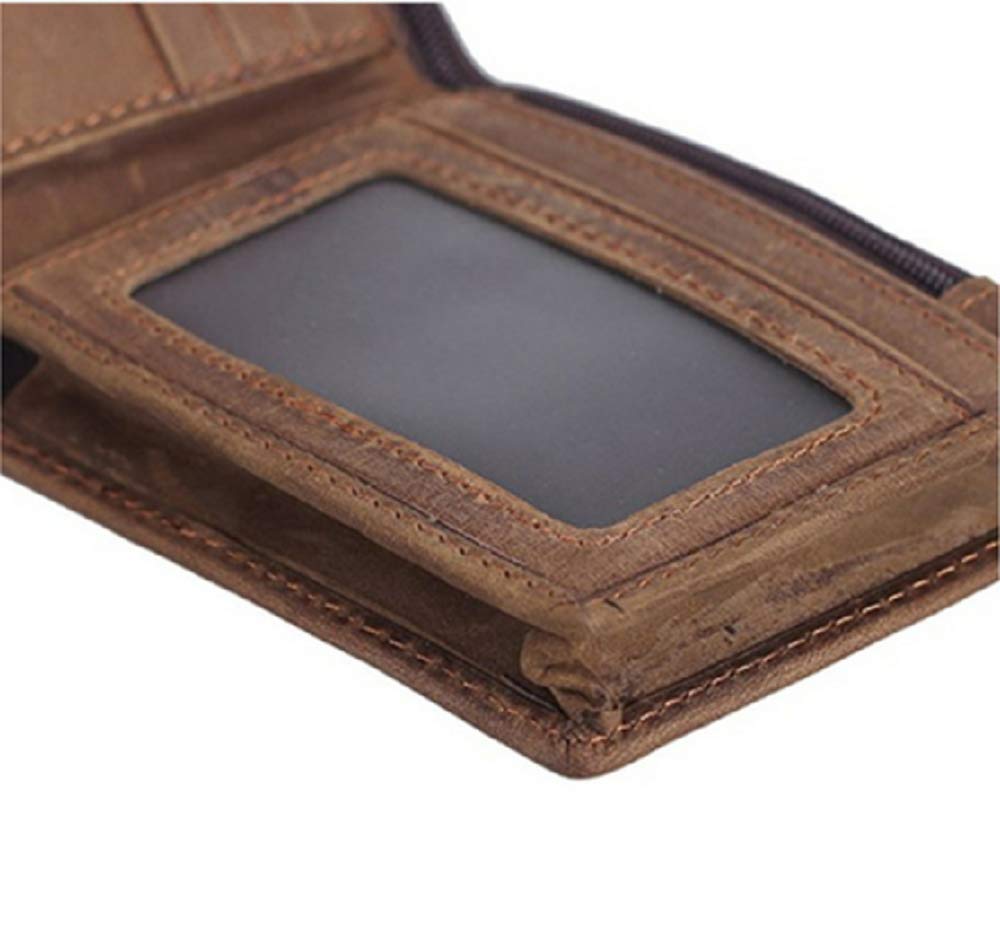 Vintage Italian Denim Leather Bi-Fold Wallet for Men - RFID Blocking, 2 ID Windows, Handmade | Perfect for Everyday Use, Travel & Gift Giving