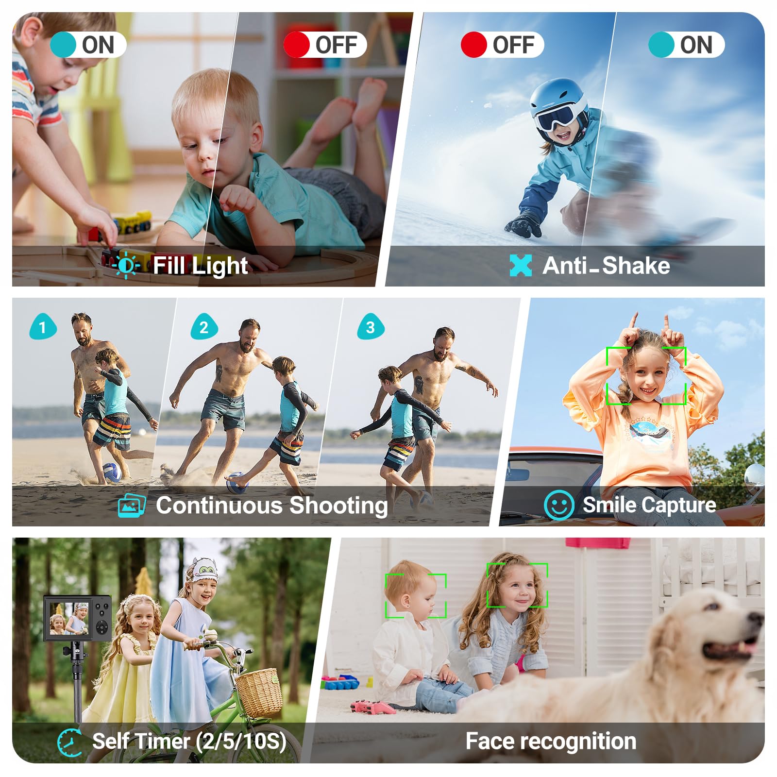 LanteXG 4K 56MP Digital Camera with 16x Zoom & 32GB Memory Card - Compact Point and Shoot Camera for Beginners - Perfect for Travel, Vlogging, and Family Photography (Black)