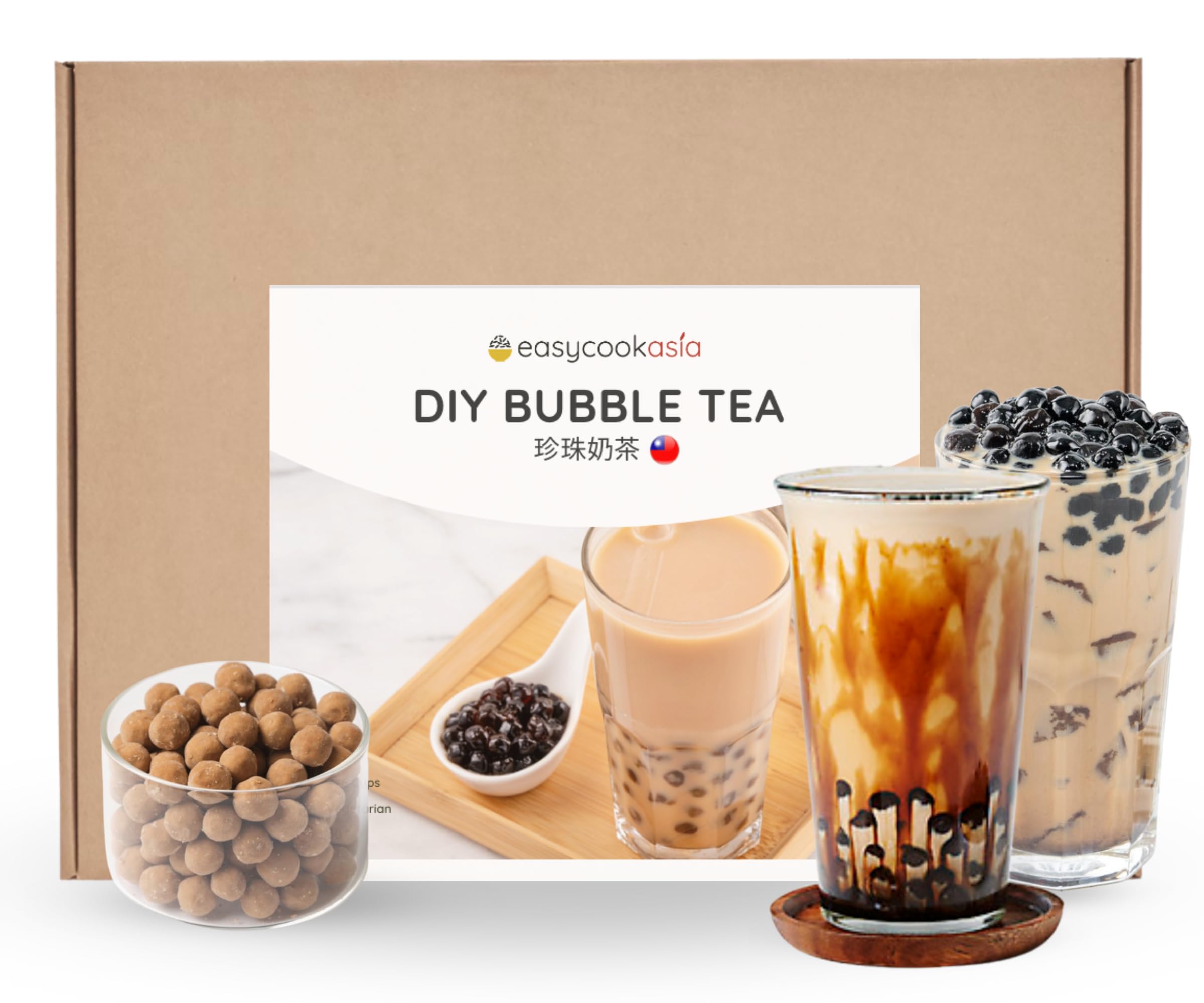EasyCookAsia DIY Bubble Tea Kit - Make Bubble Tea at Home with 2 Recipes Included | Perfect for Parties, Gifts & Asian Drink Lovers