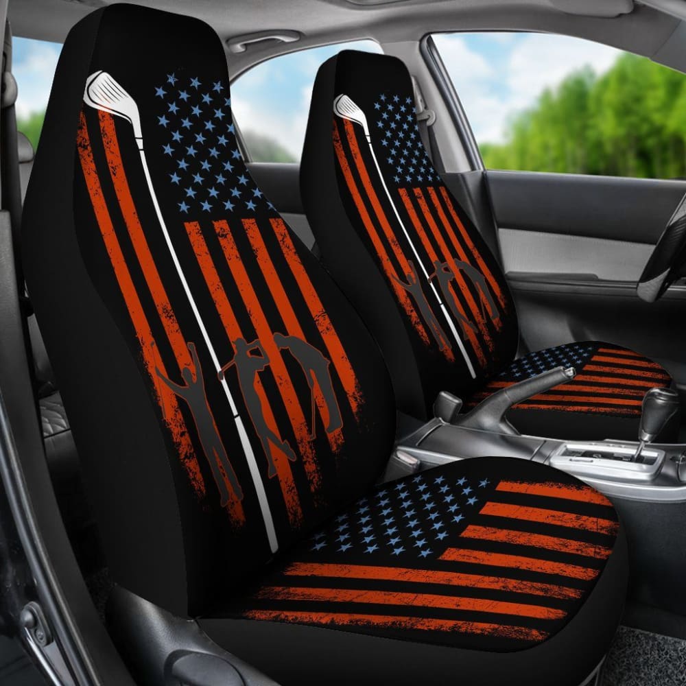 USA Flag Golf Club Car Seat Covers - Patriotic Car Accessories for Golf Enthusiasts | Perfect for Golf Tournaments, 4th of July & Tailgating