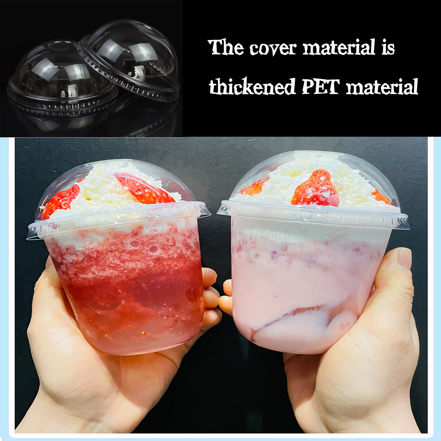 50 Pack 10oz Clear Plastic Cups with Dome Lids & Sporks - Disposable PET Parfait Dessert Cups for Pudding, Ice Cream, Yogurt, Snacks - Perfect for Parties, Catering, and Home Use