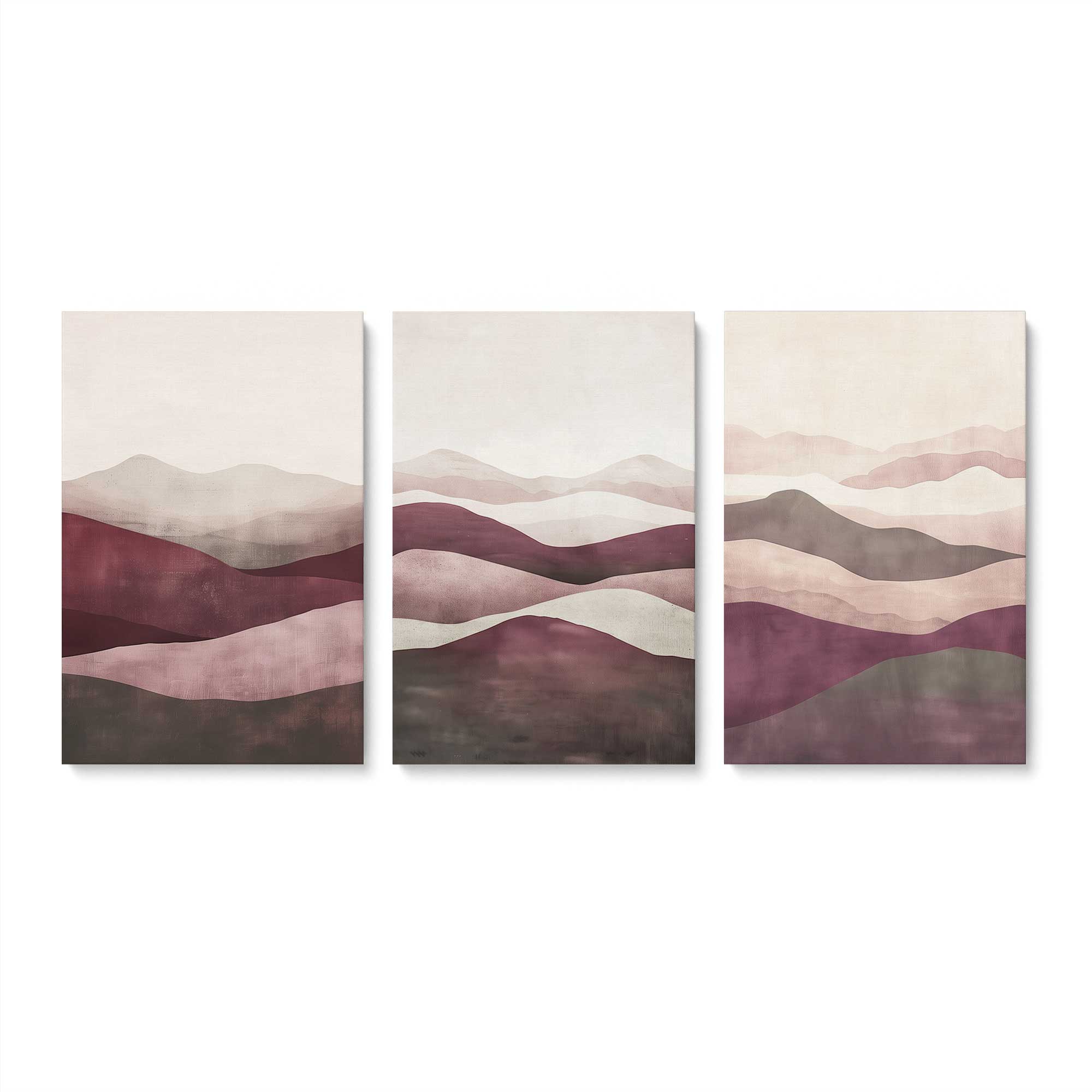 Garnet Whisper - Set of 3 Framed Canvas Wall Art Prints | Modern Home Decor for Living Room, Bedroom & Office | Ready to Hang