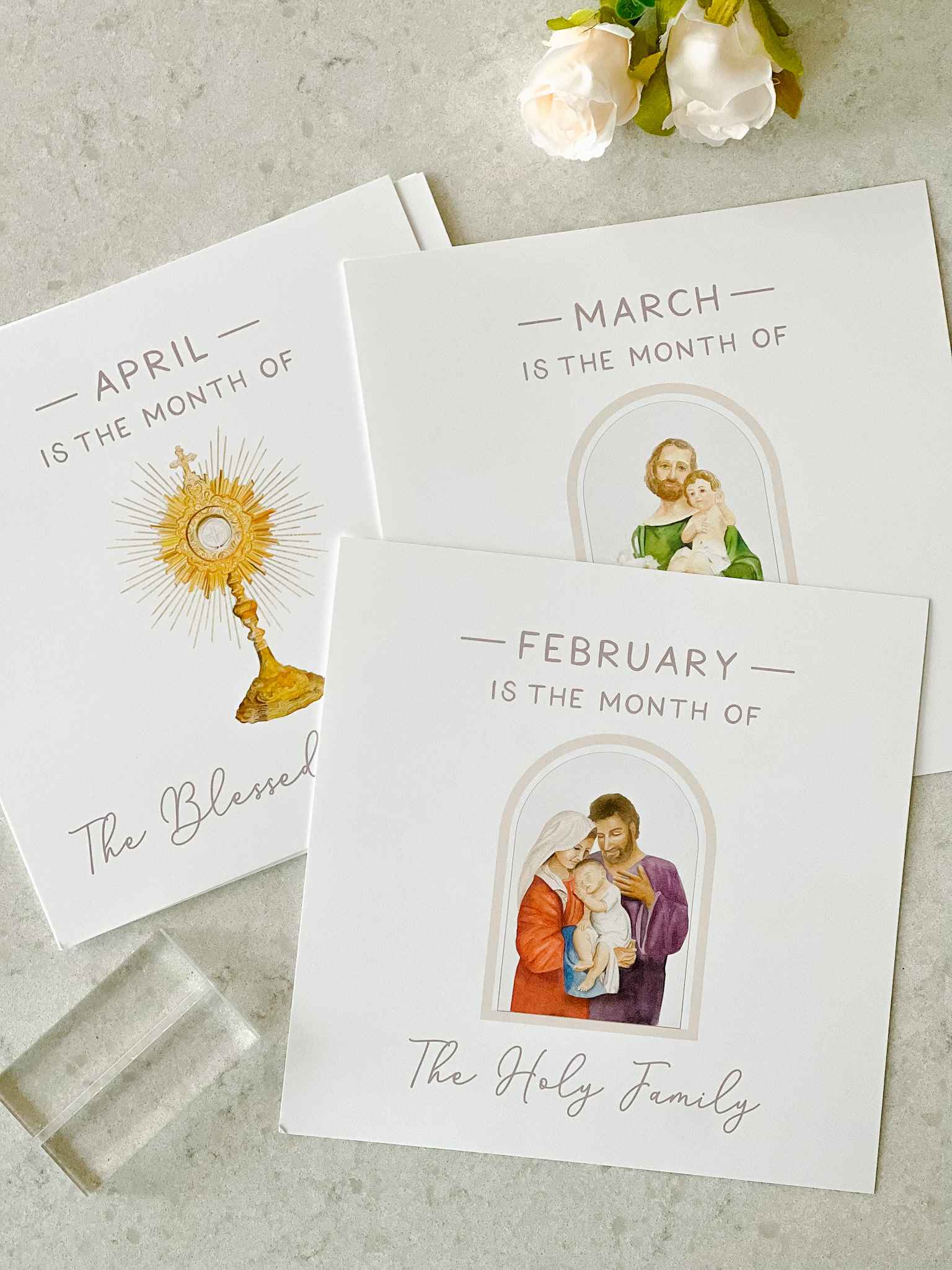 Catholic Monthly Devotion Prints - Religious Wall Art for Home & Church Decor - Perfect for Prayer Rooms, Gifts & Spiritual Inspiration