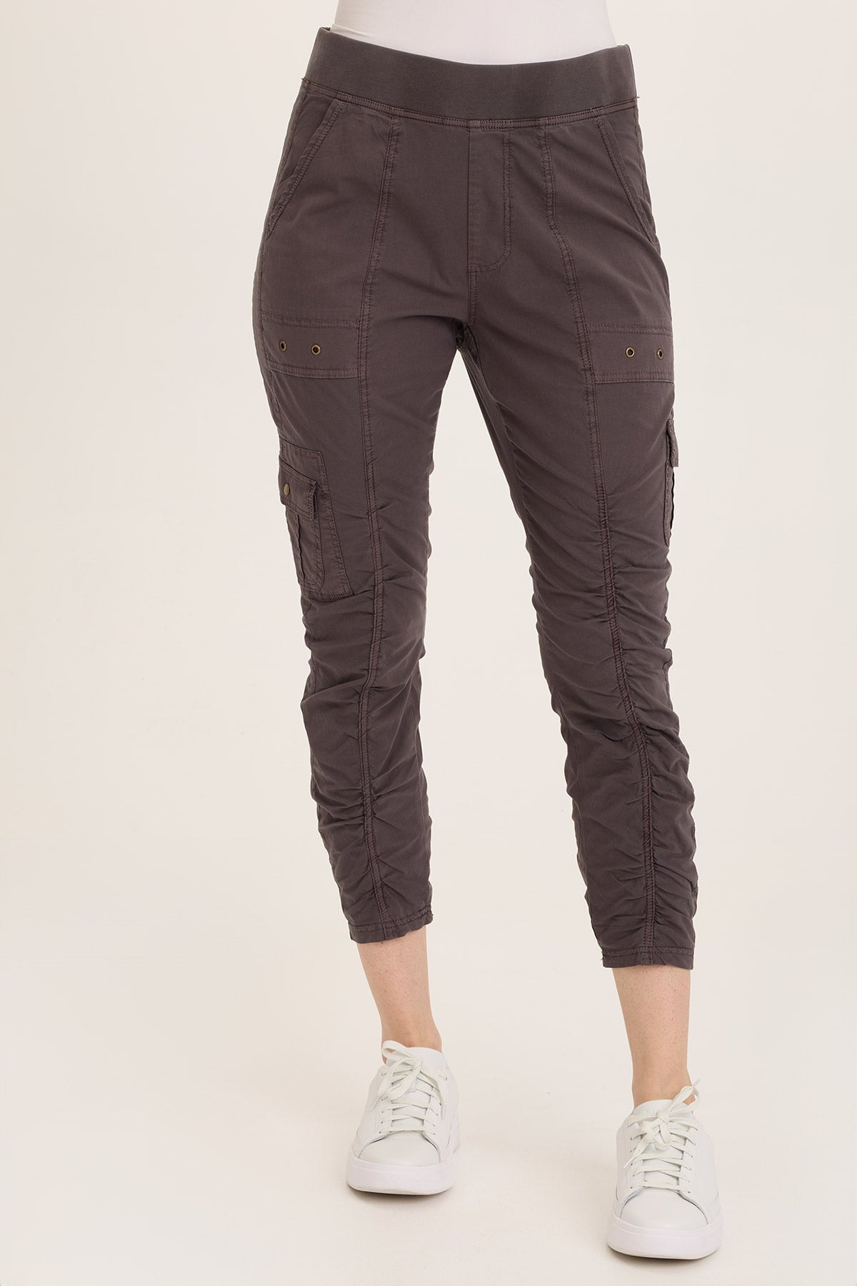 Tilton Stretch Poplin Ruched Skinny Pants for Women - High Waisted Slim Fit Trousers with Elastic Waistband | Perfect for Office, Business Casual & Everyday Wear
