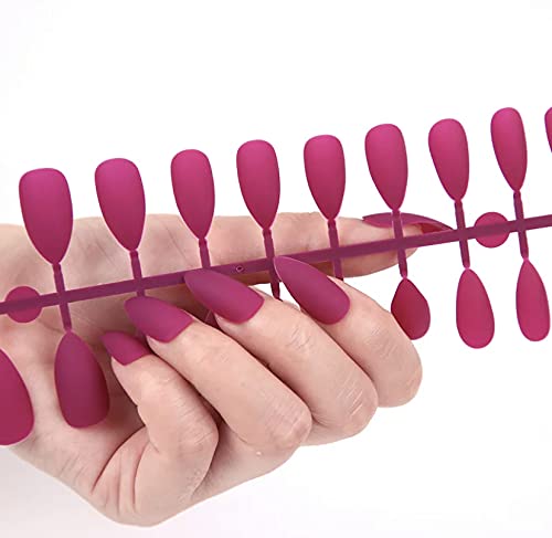 24Pcs Rhinestone Purple Pink Fake Nails with Adhesive Glue & Nail Stickers - Long Lasting Press on Nails for Women & Girls | Perfect for Parties, Weddings & Special Occasions