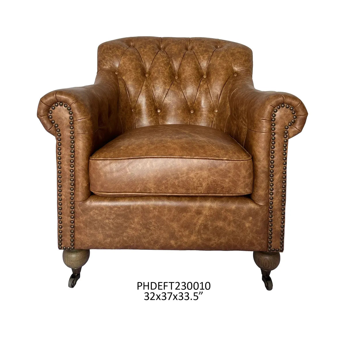 Premium Grand Oaks Leon Genuine Leather Arm Chair - Luxurious Comfort for Living Room, Office & Study - Perfect for Relaxing & Reading