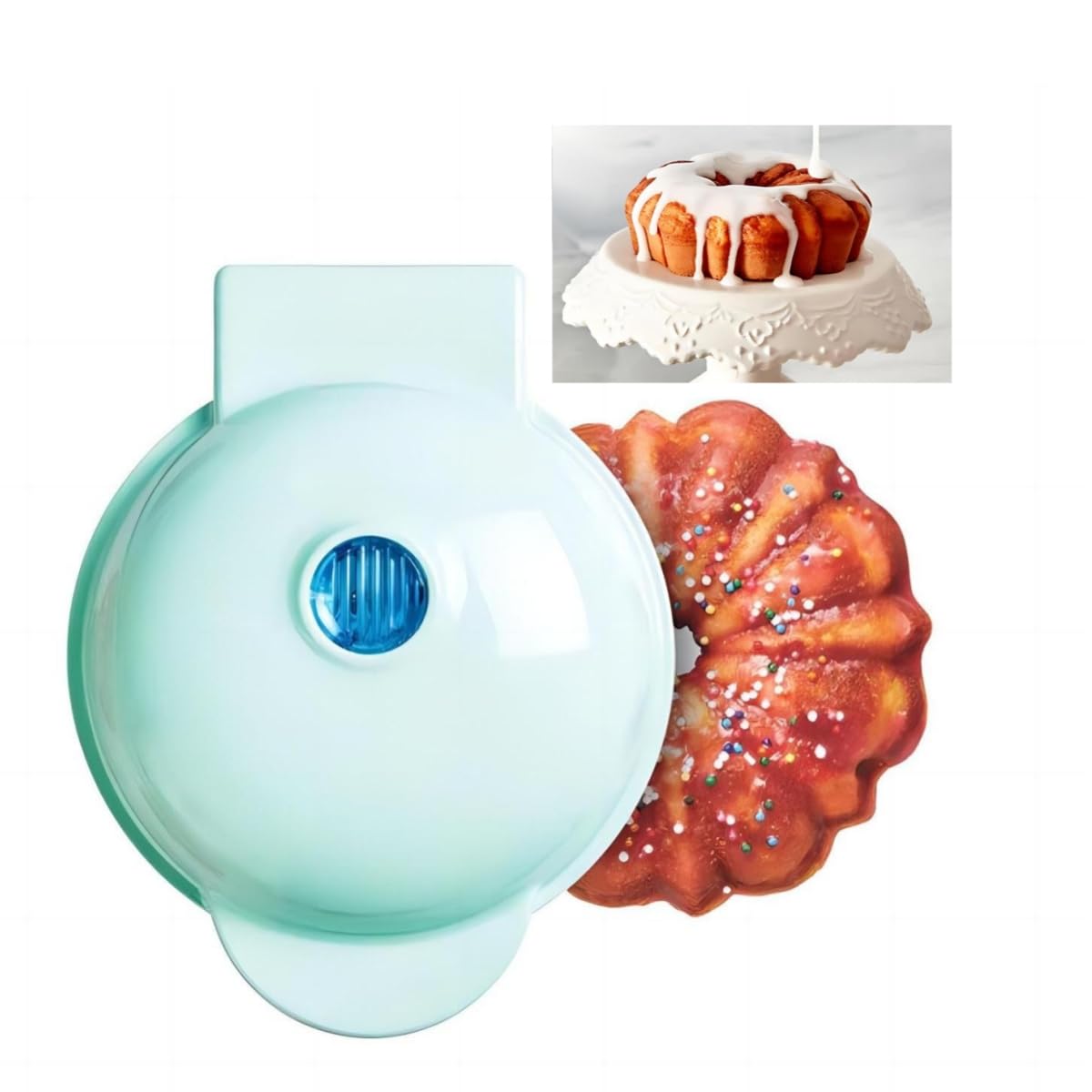 Non-Stick Double-Sided Heating 3-in-1 Cake Maker Machine for Lava Cakes, Mini Donuts & Waffles - Perfect for Breakfast, Snacks & Desserts - Quick & Easy Pancake Maker with Azure Design (Ideal for Home Kitchen, Parties & Kids' Treats)