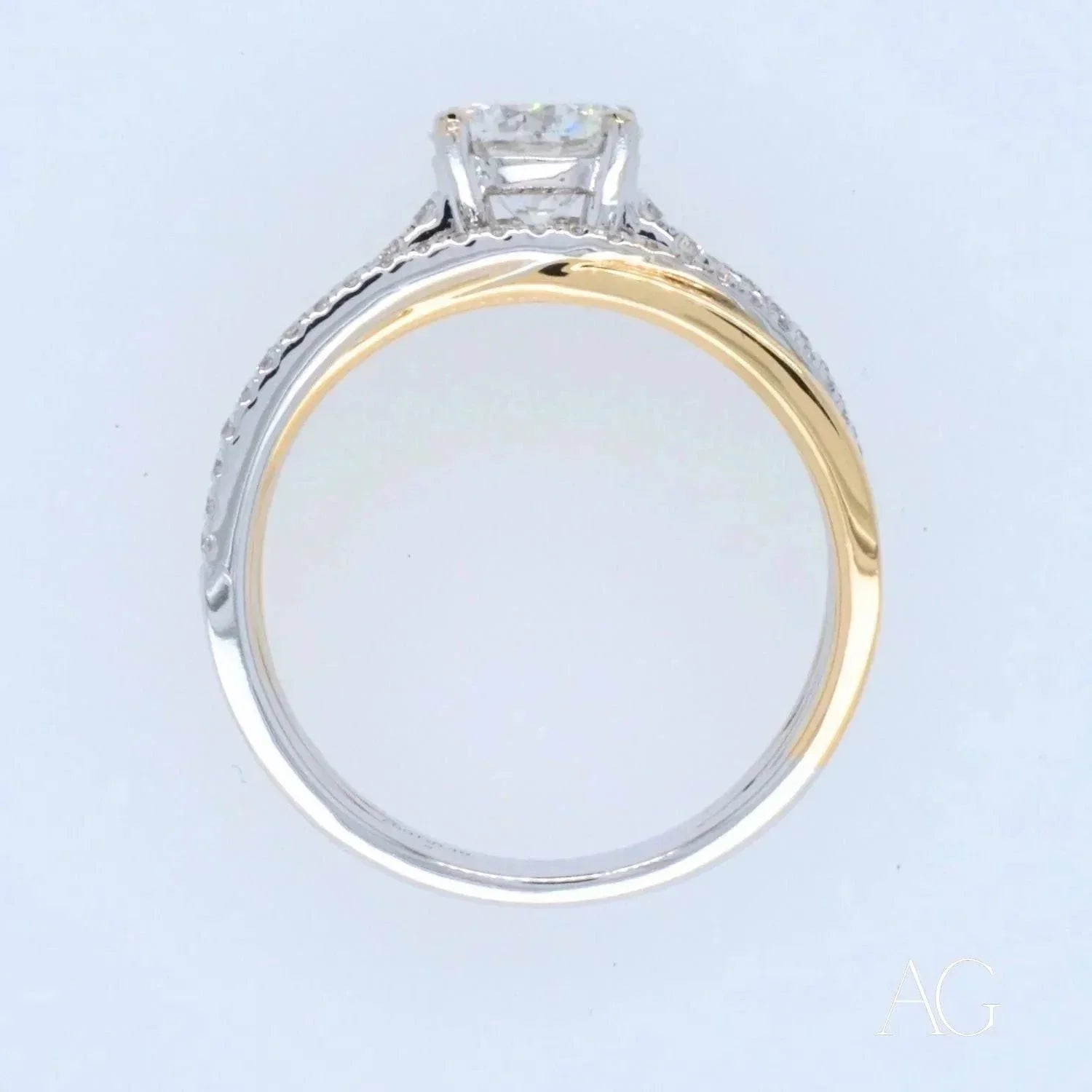 18K White & Yellow Gold 1 Carat Natural Diamond Ring for Women - Elegant Wedding, Engagement & Anniversary Jewelry Gift