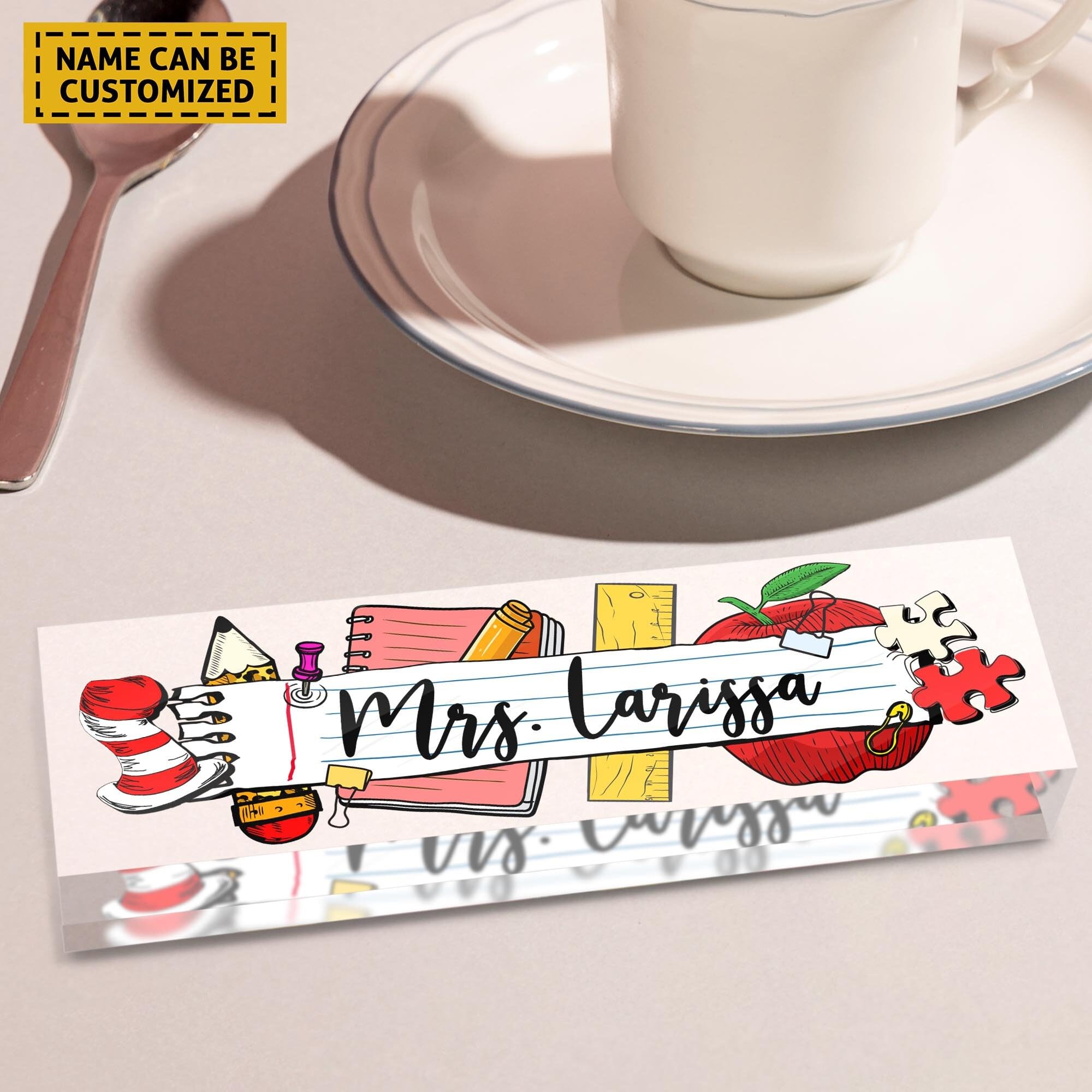 Personalized Teacher Name Plate for Desk - Custom Engraved Sign, Back to School Gift for Teachers, Classroom Decor & School Desk Supplies | Perfect for Teacher Appreciation, Classroom Organization & Office Decor