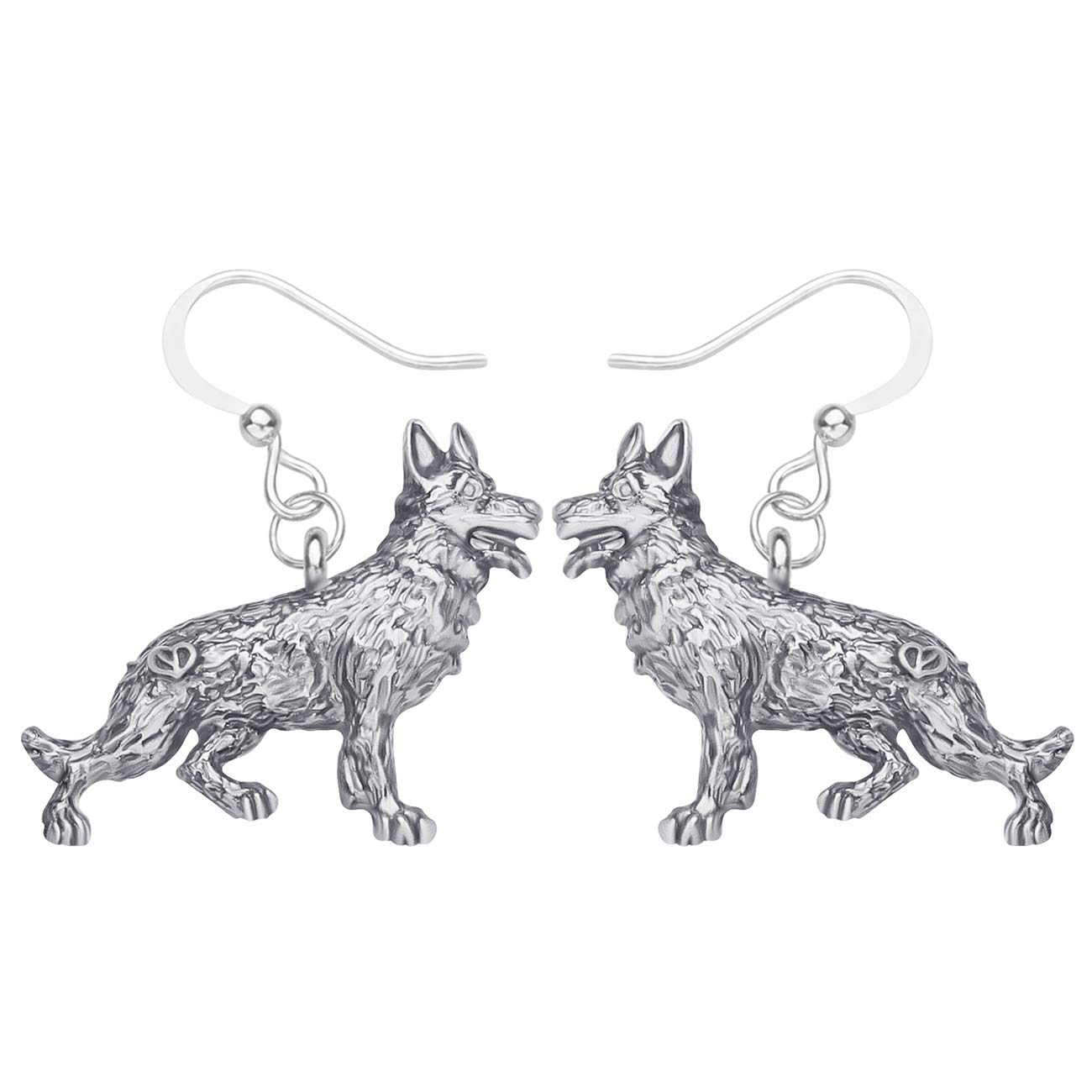 DUOWEI German Shepherd Dog Earrings - Acrylic Pet Drop Dangle Jewelry for Women, Silver Animal Lover Gift for Birthday Party | Perfect for Dog Owners & Pet Lovers