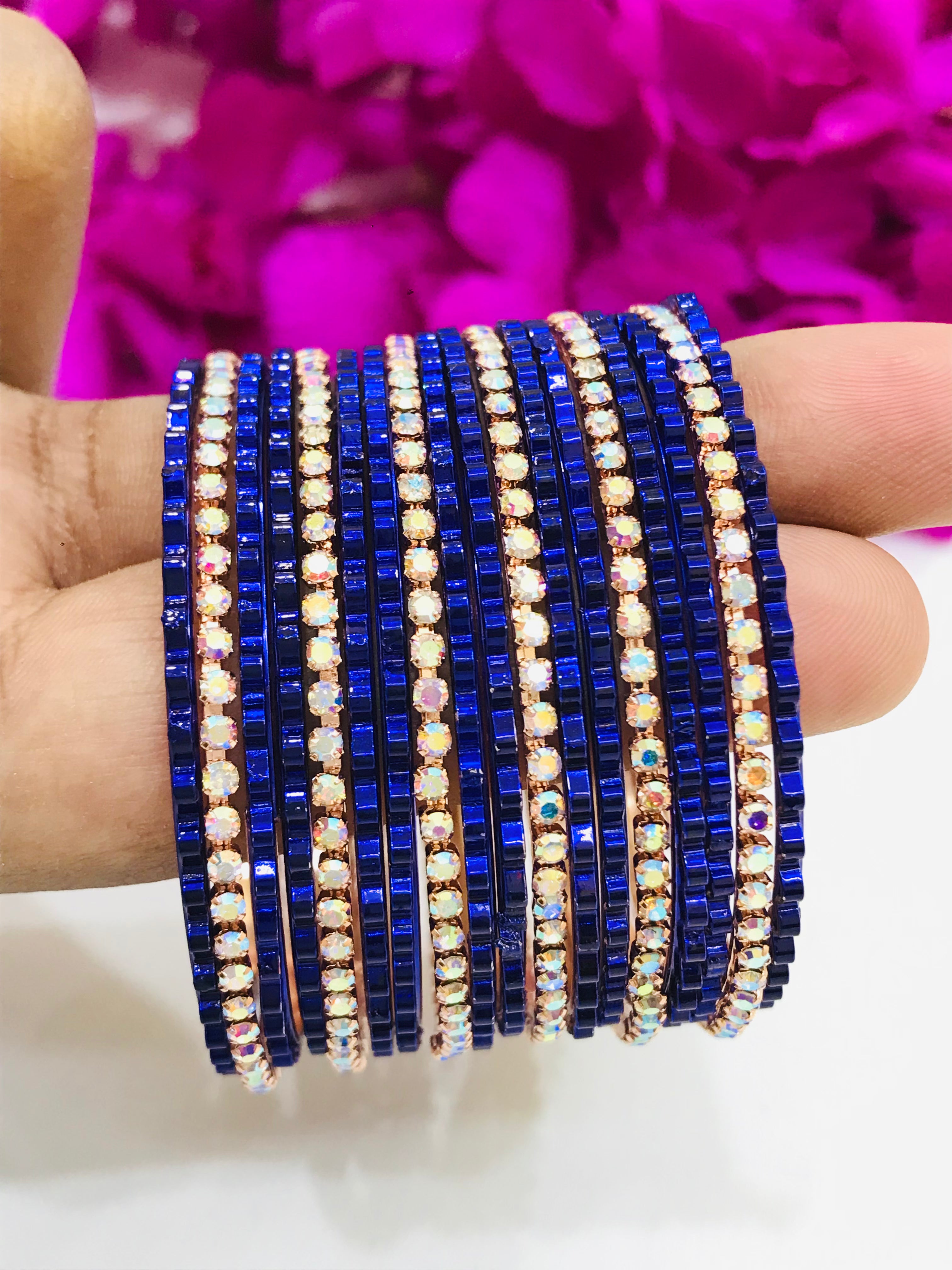 Stylish Blue Designer Metal Bangles for Women & Girls - Perfect for Parties, Weddings & Everyday Fashion Accessories