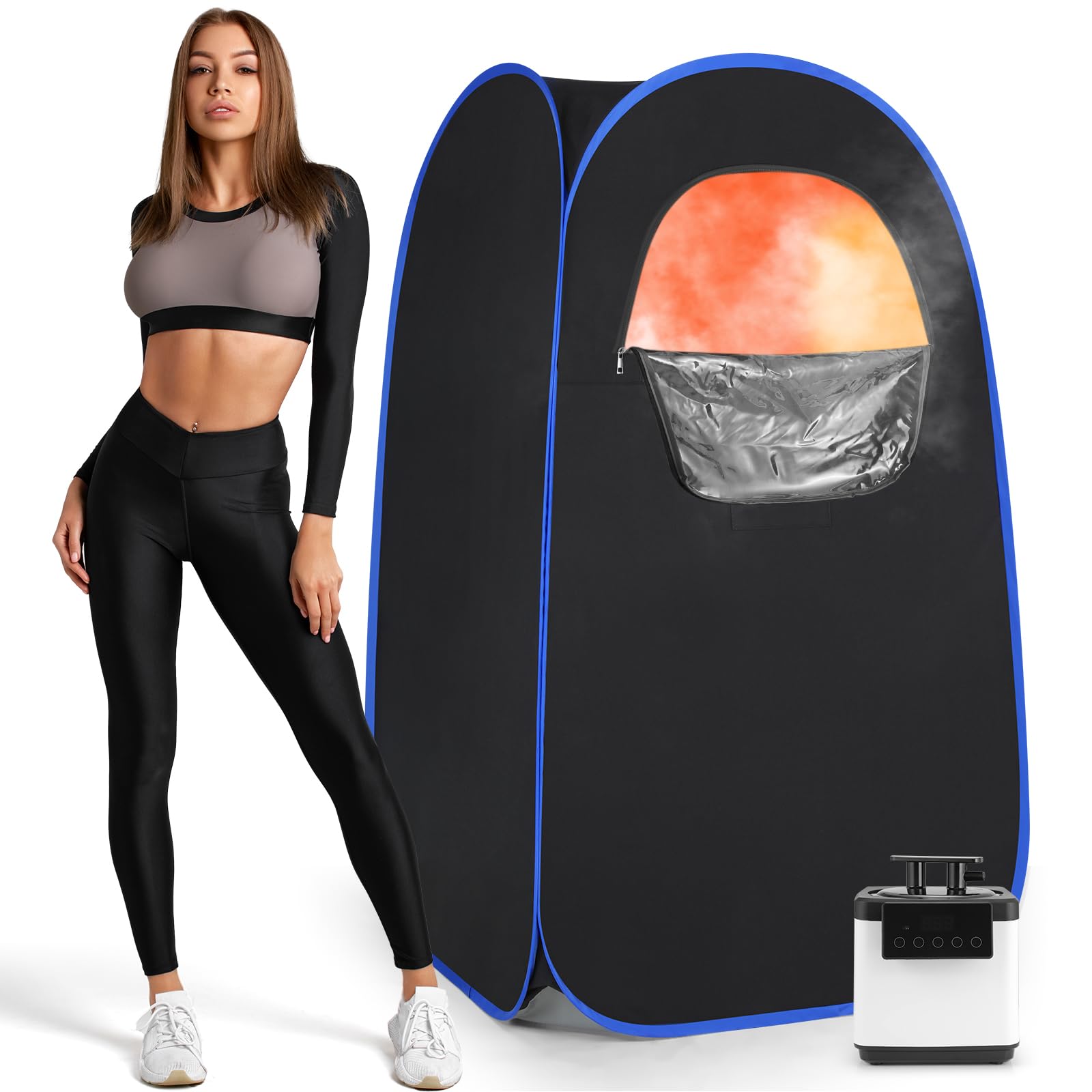 Upgraded Portable Home Sauna Tent with 1000W 2.6L Steamer - Extra Large Sauna Box Includes Chair & Remote Control (Blue) | Perfect for Relaxation, Detox & Weight Loss at Home