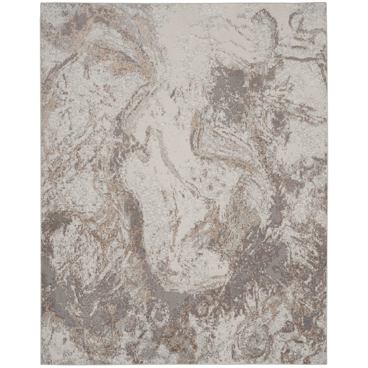 Elation Abstract Ivory Grey 9' x 12' Area Rug - Easy Cleaning, Non-Shedding, Soft & Durable - Perfect for Bedroom, Living Room, Dining Room & Kitchen Decor (9x12)