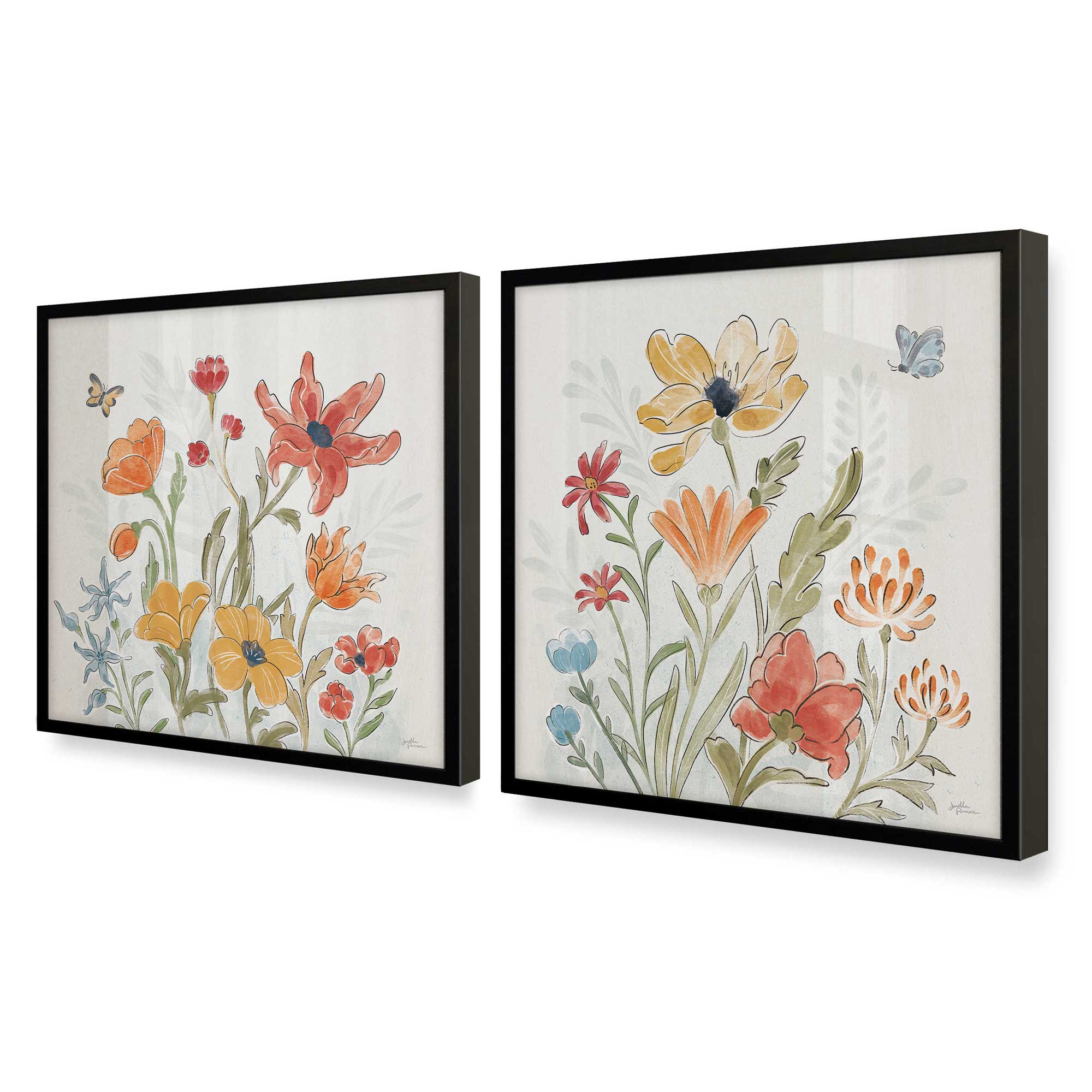 Garden Harmony Set of 2 Wall Art Prints - Nature Inspired Decor for Living Room, Bedroom & Office