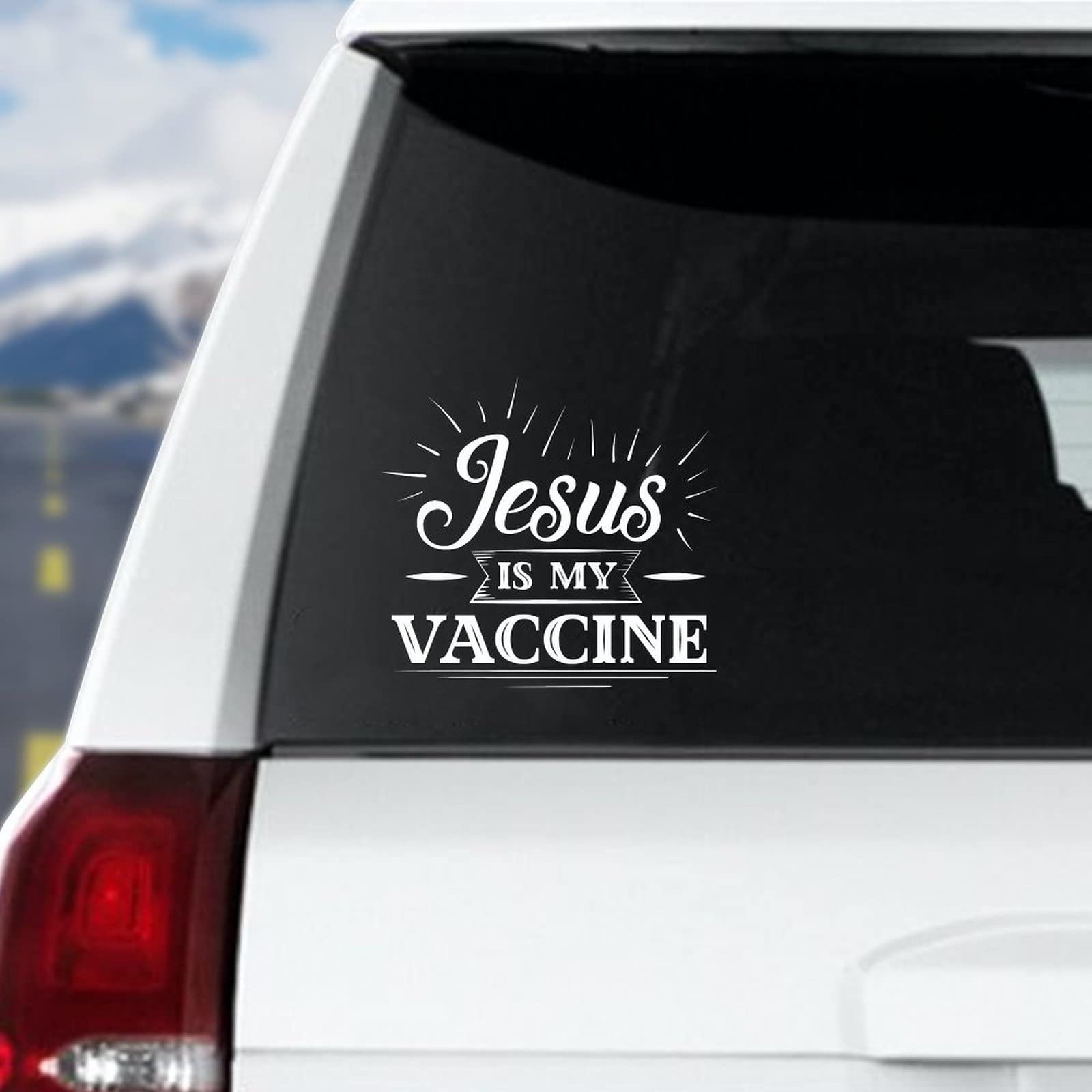 Jesus is My Vaccine Vinyl Car Decals - Bible Verse Christian Stickers for Cars, Trucks, Windows & Laptops - Religious Funny Bumper Stickers - Perfect for Daily Commute, Church Events & Faith-Based Gifts
