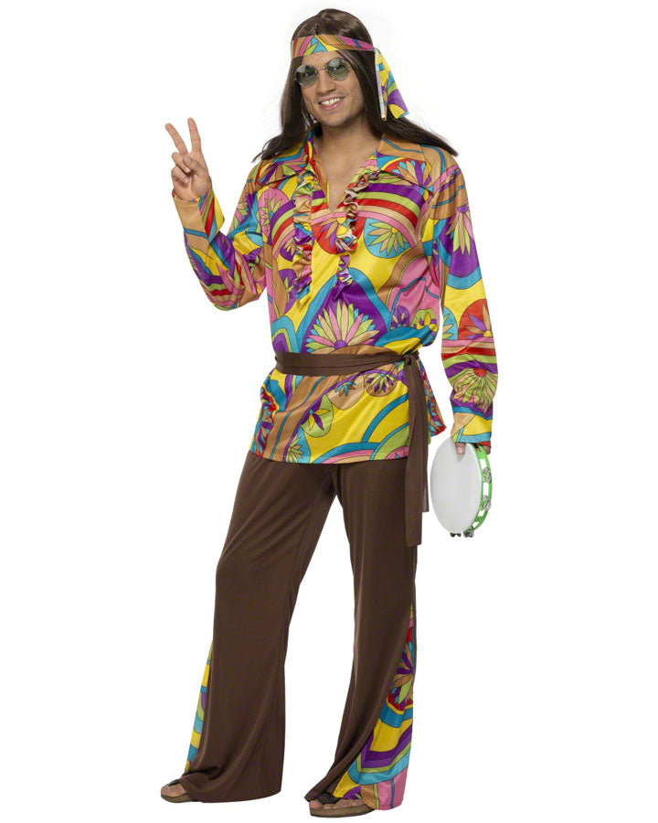 60s Psychedelic Hippie Costume for Men - Vintage 1960s Hippie Outfit with Colorful Patterns - Perfect for Halloween, Theme Parties & Retro Events