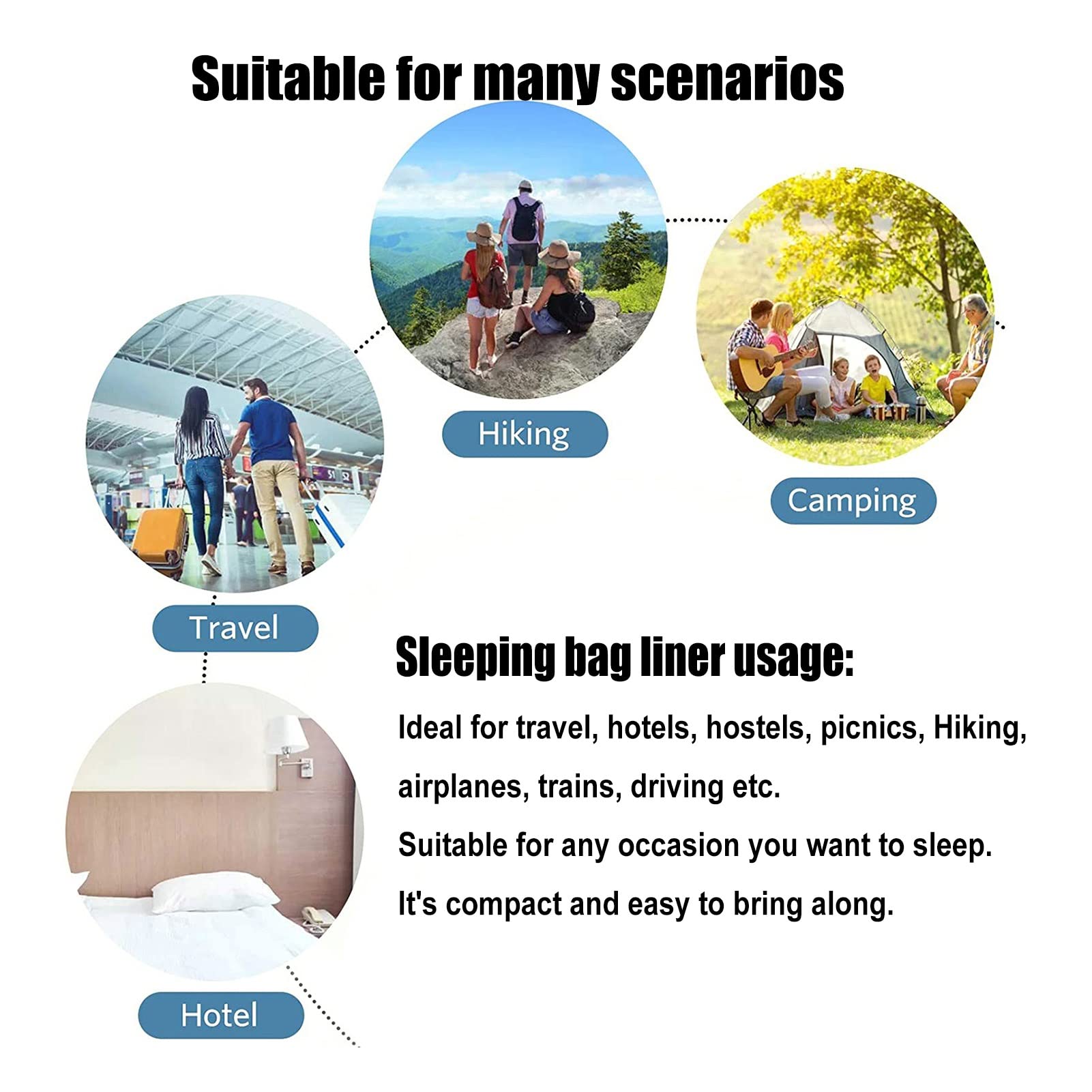 Ultra-Light Cotton Sleeping Bag Liner for Camping & Travel - Breathable 4-Season Portable Bed Sheet for Hotels, Hostels & Outdoor Adventures - Perfect for Backpacking, Hiking and Family Trips