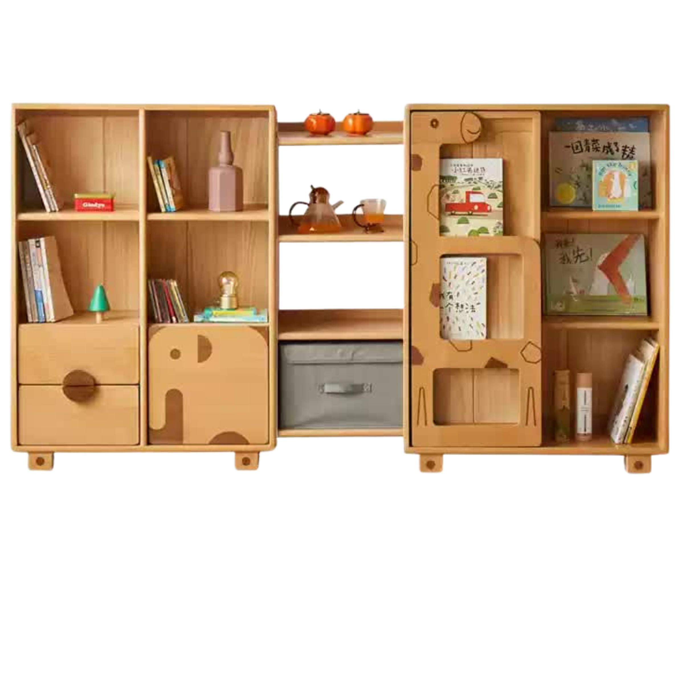 Sturdy Oak Solid Wood Multi-Layer Kids Bookcase - Durable Children's Bookshelf for Bedroom, Nursery & Playroom Organization