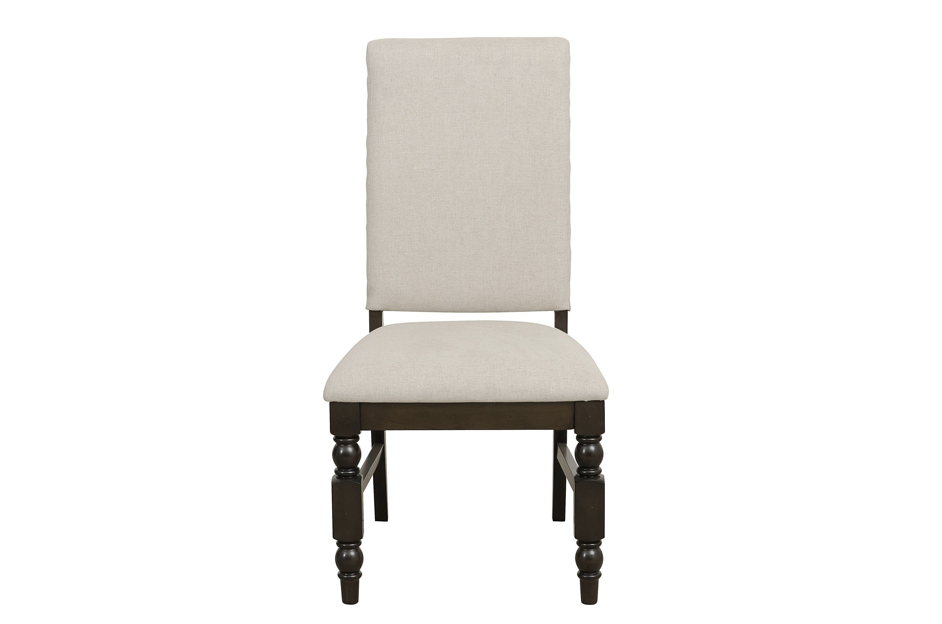 Dark Oak Finish Wooden Dining Chairs Set of 2 - Cream Upholstered Back Seat with Nailhead Trim - Modern Dining Room Furniture for Kitchen, Breakfast Nook & Formal Dining