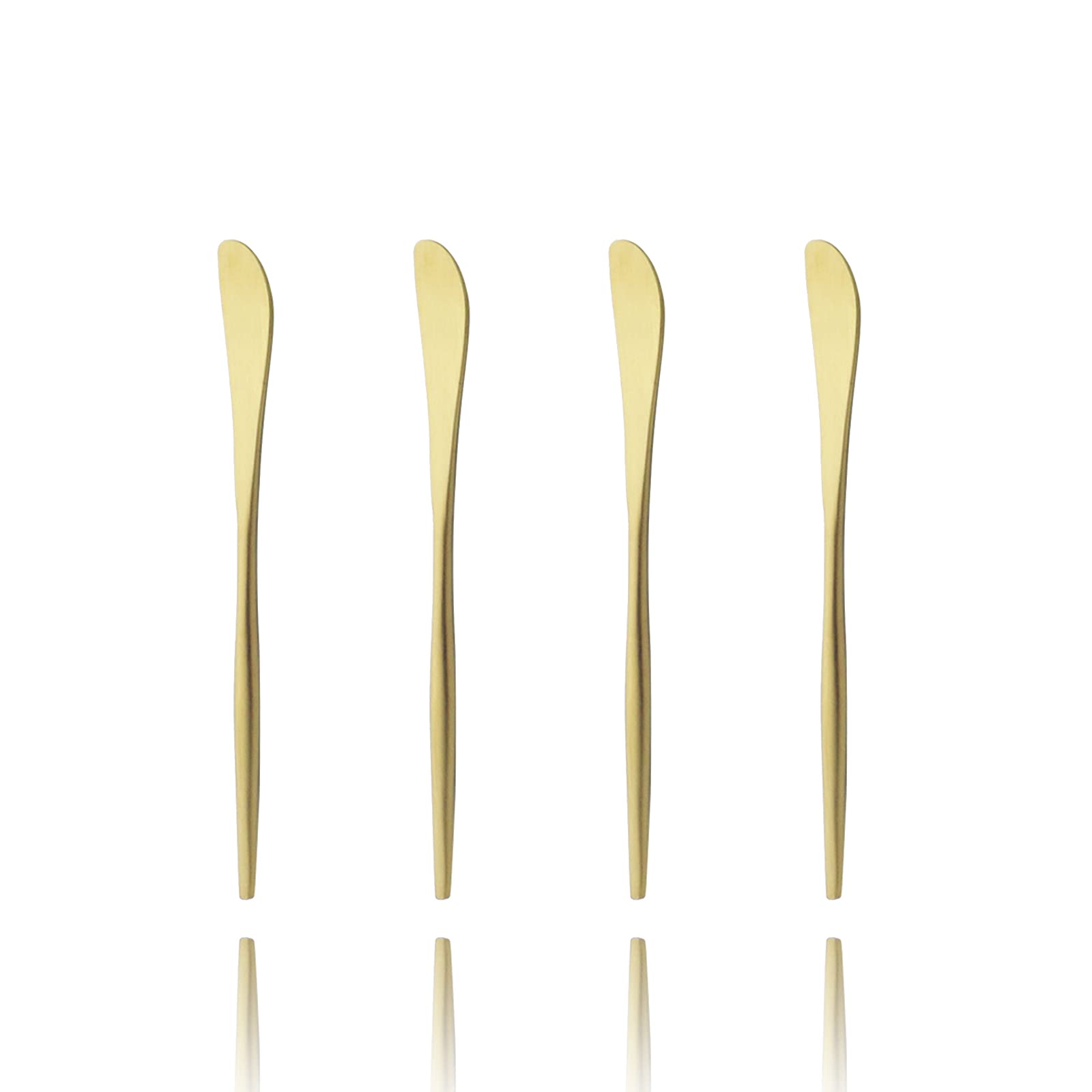 Premium Matte Gold Butter Knives Set of 4 - 6.89 Inch Stainless Steel Spreader Knives with Satin Finish - Dishwasher Safe Flatware for Breakfast, Brunch & Tea Parties