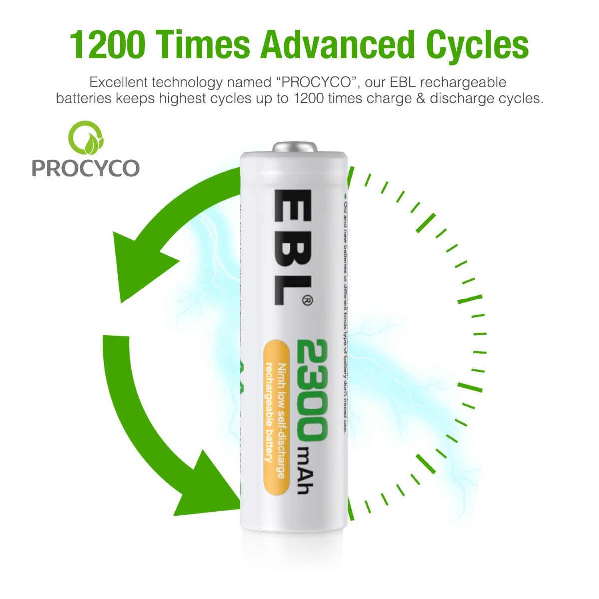 EBL 2300mAh AA NiMH Rechargeable Batteries - 8 Pack High Capacity for Digital Cameras, Flashlights, Toys & More | Long Lasting Power Supply
