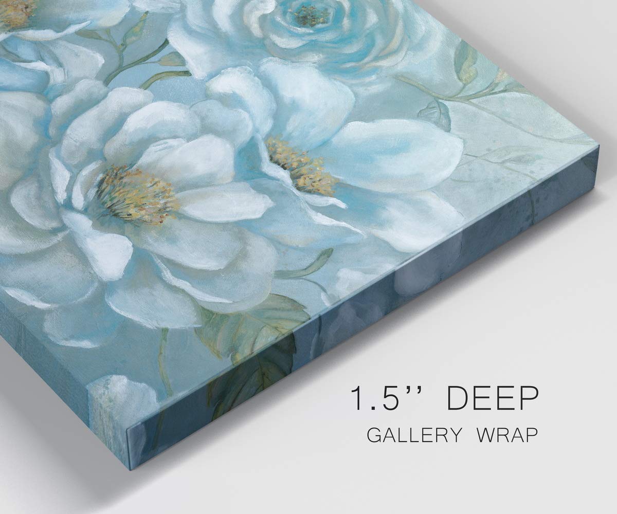 Blue White Blooms Abstract Flower Canvas Wall Art - 8