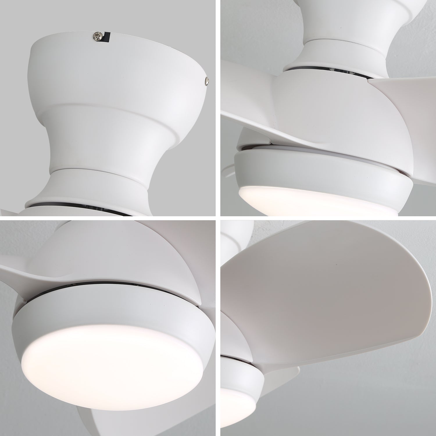 23 Inch White Indoor Ceiling Fan with Remote Control - 3 ABS Blades, 3 Color Dimmable LED Light (18W), Reversible DC Motor - Perfect for Bedroom, Living Room & Office