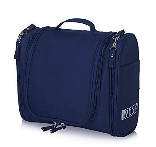 Aepigo Waterproof Cosmetic Bag for Women - Travel Toiletry Organizer, Makeup Pouch with Hook, Shower Wash Bag - Perfect for Gym, Vacation & Daily Use (Navy Blue)