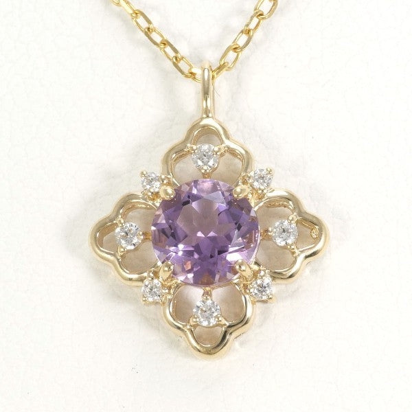 10K Yellow Gold Amethyst & Zirconia Pendant Necklace for Women | Elegant Jewelry Gift for Birthday, Anniversary & Valentine's Day | Perfect for Parties, Weddings & Special Occasions