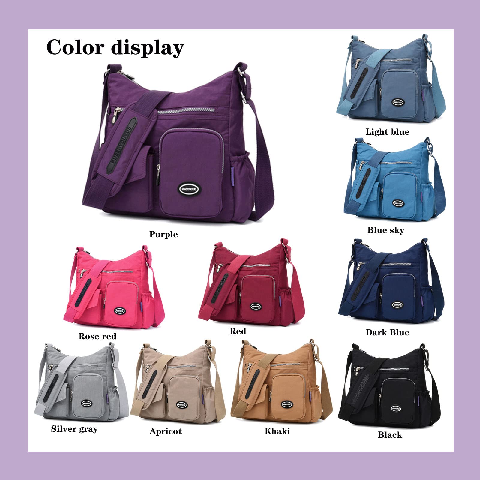 Waterproof Nylon Messenger Bag for Women - Large Capacity Tote Shoulder Bag - Durable & Stylish Handbag for Work, Travel & Daily Commute