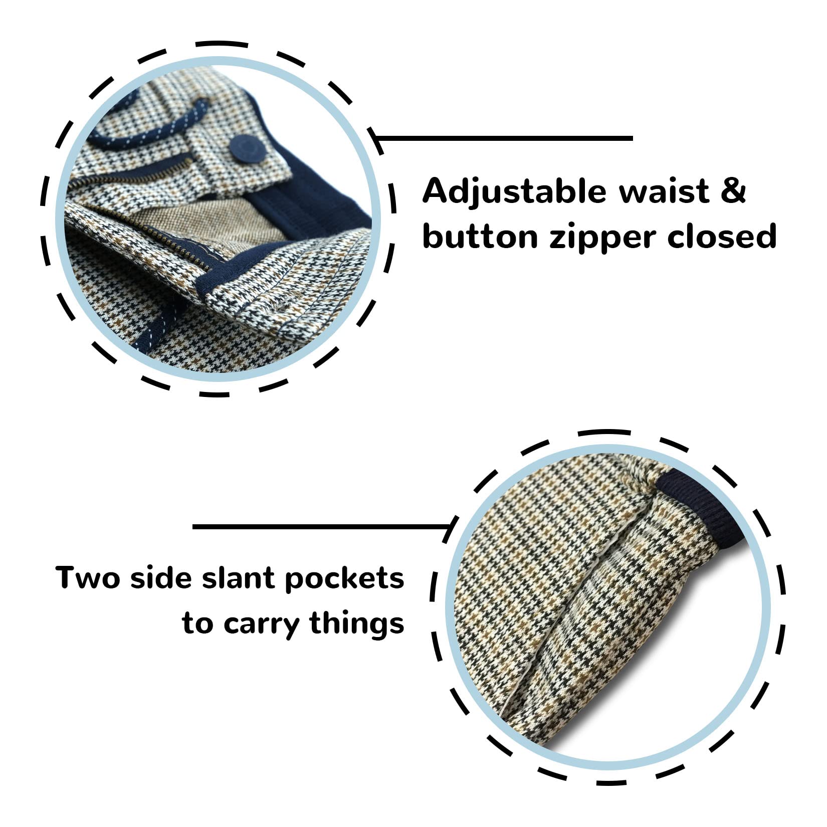 ASHION Boys Dress Pants with Adjustable Waist - Slim Fit Stretch Plaid Chinos for Kids 2-12 Years | Perfect for School, Parties & Formal Occasions