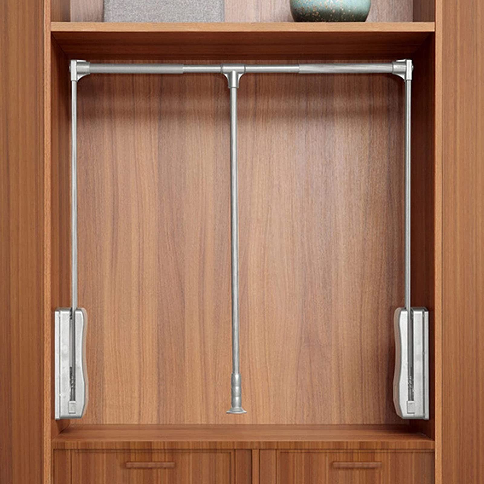 Adjustable Lift Pull Down Hanger Rod - Space Saving Clothes Rack & Wardrobe Organizer for Cabinets | Perfect for Small Closets, Bedrooms, and Apartments