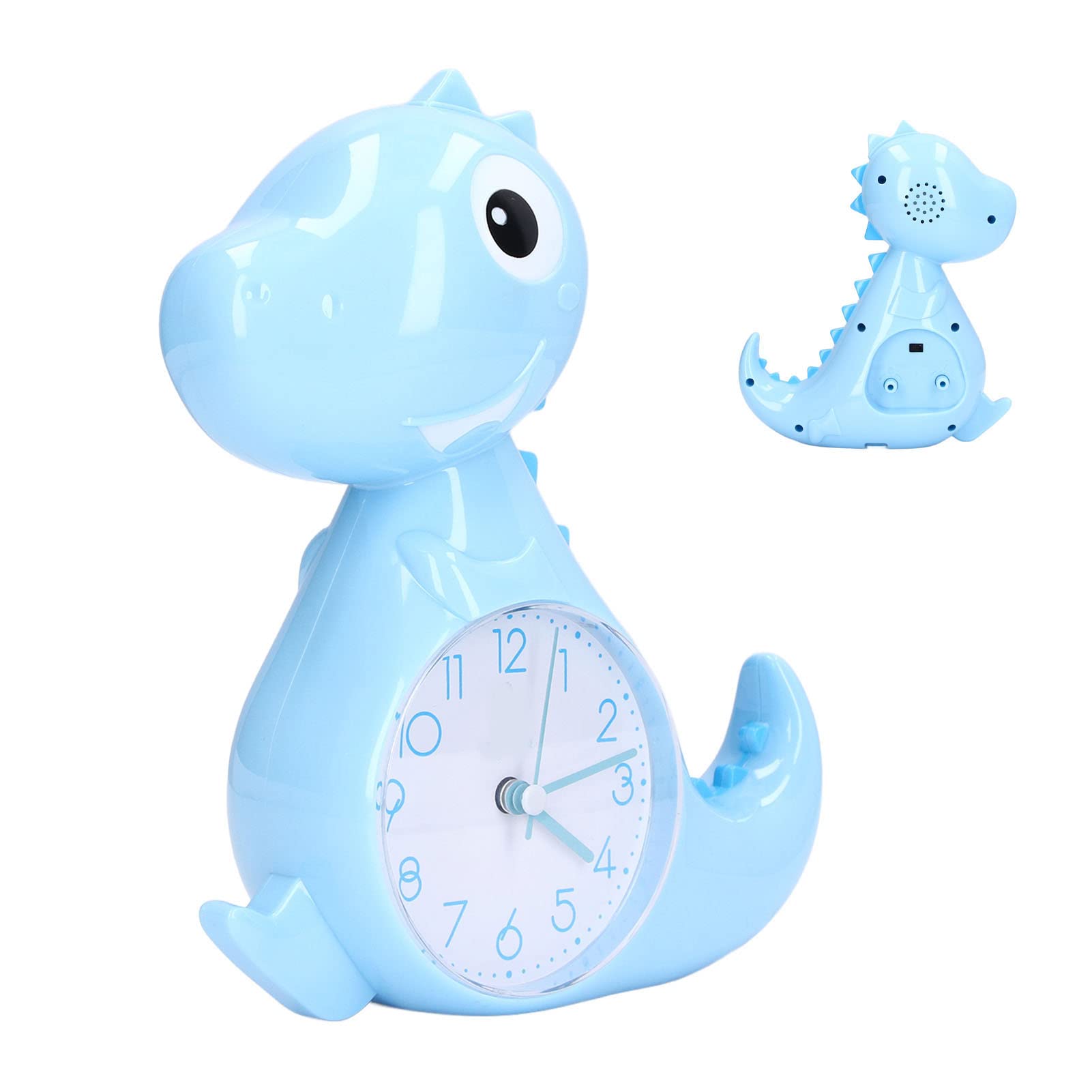 Dinosaur Alarm Clock for Kids - Cute Blue Dinosaur Shaped Desk Clock with Night Light, Perfect for Boys & Girls Bedroom Decor, Birthday Gifts, School & Home Use
