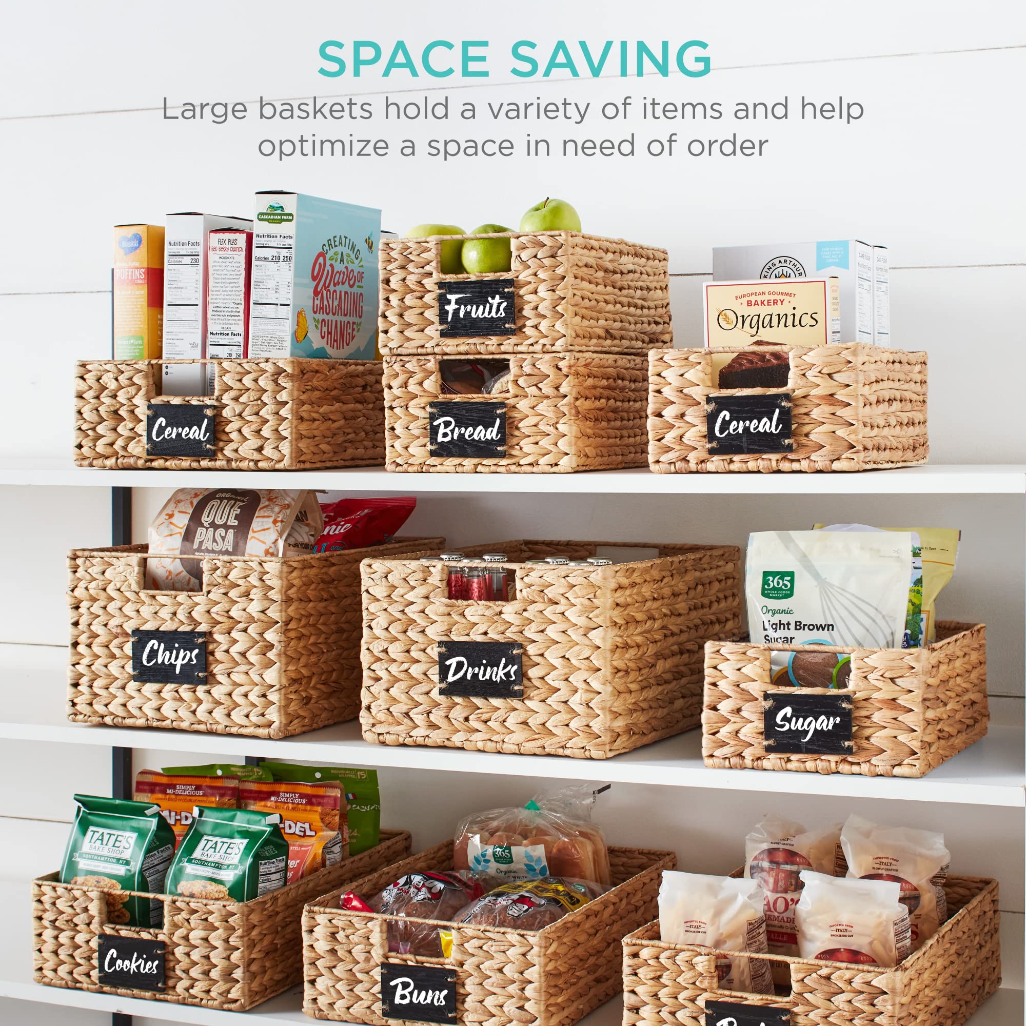 Best Woven Wicker Pantry Baskets Set - Natural Storage Organizers for Kitchen & Home