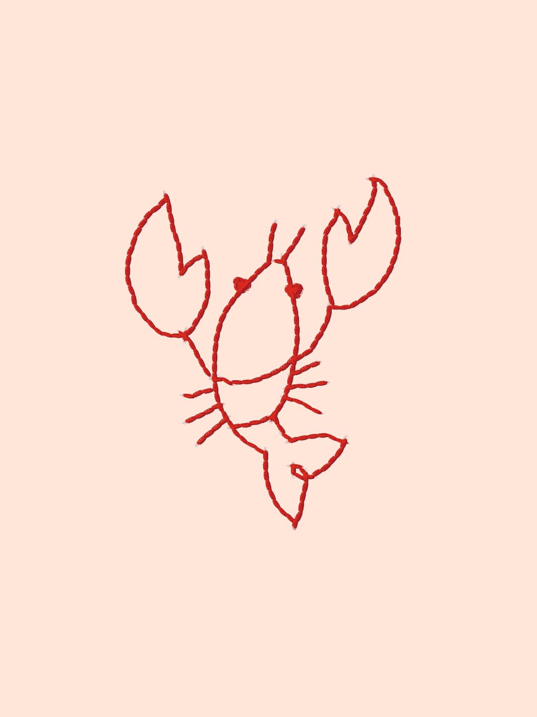 Premium Lingua Franca Lobster Pattern Wallpaper - Vibrant Red on Peach Background | Perfect for Coastal, Nautical & Kitchen Decor