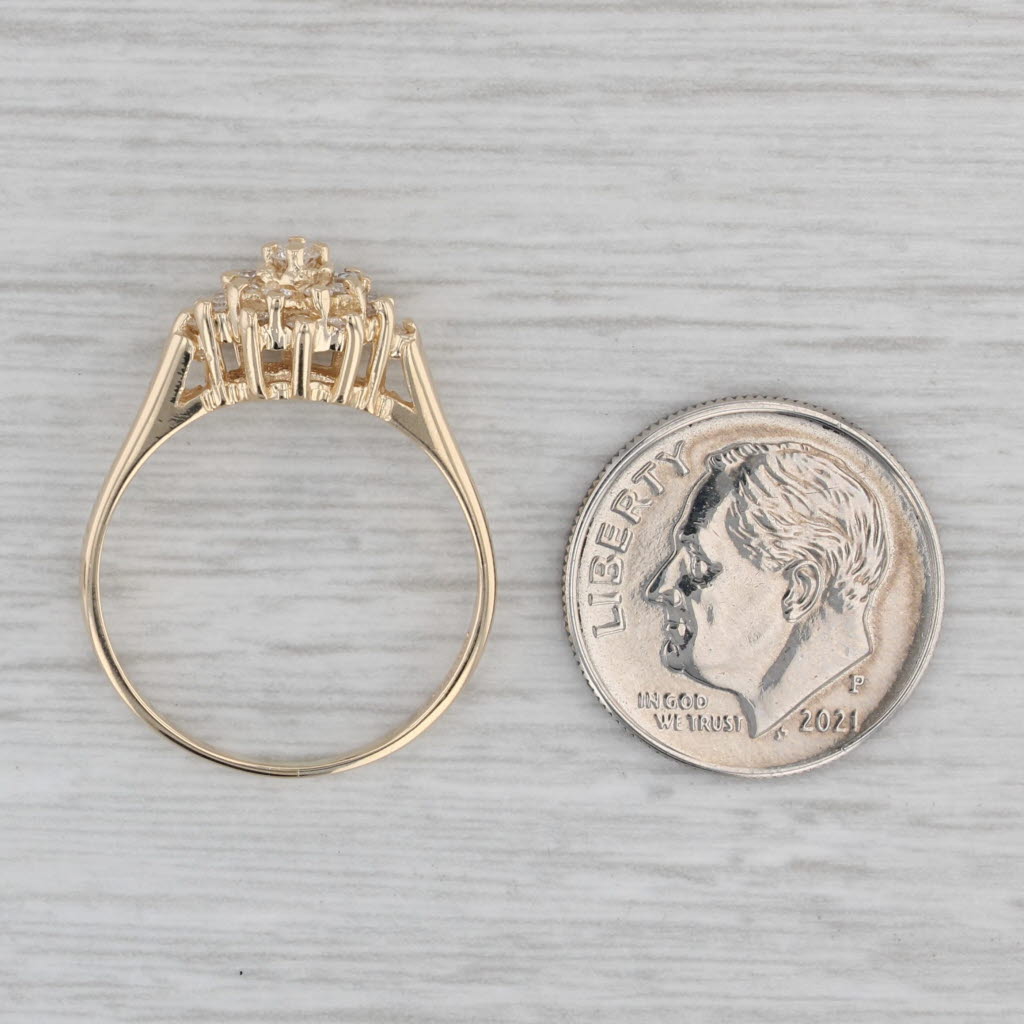 0.23ctw Diamond Cluster Engagement Ring 14k Yellow Gold Size 7.25 - Perfect for Proposals, Anniversaries & Bridal Jewelry