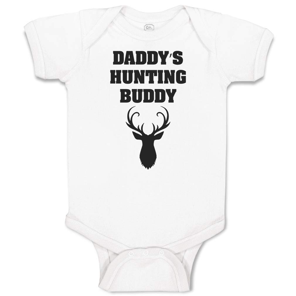 Custom Personalized Baby Bodysuit - Daddy's Hunting Buddy Design for Father's Day | Funny Cotton Baby Clothes for Boys & Girls | Newborn White Onesie | Perfect for Hunting Trips & Family Photos