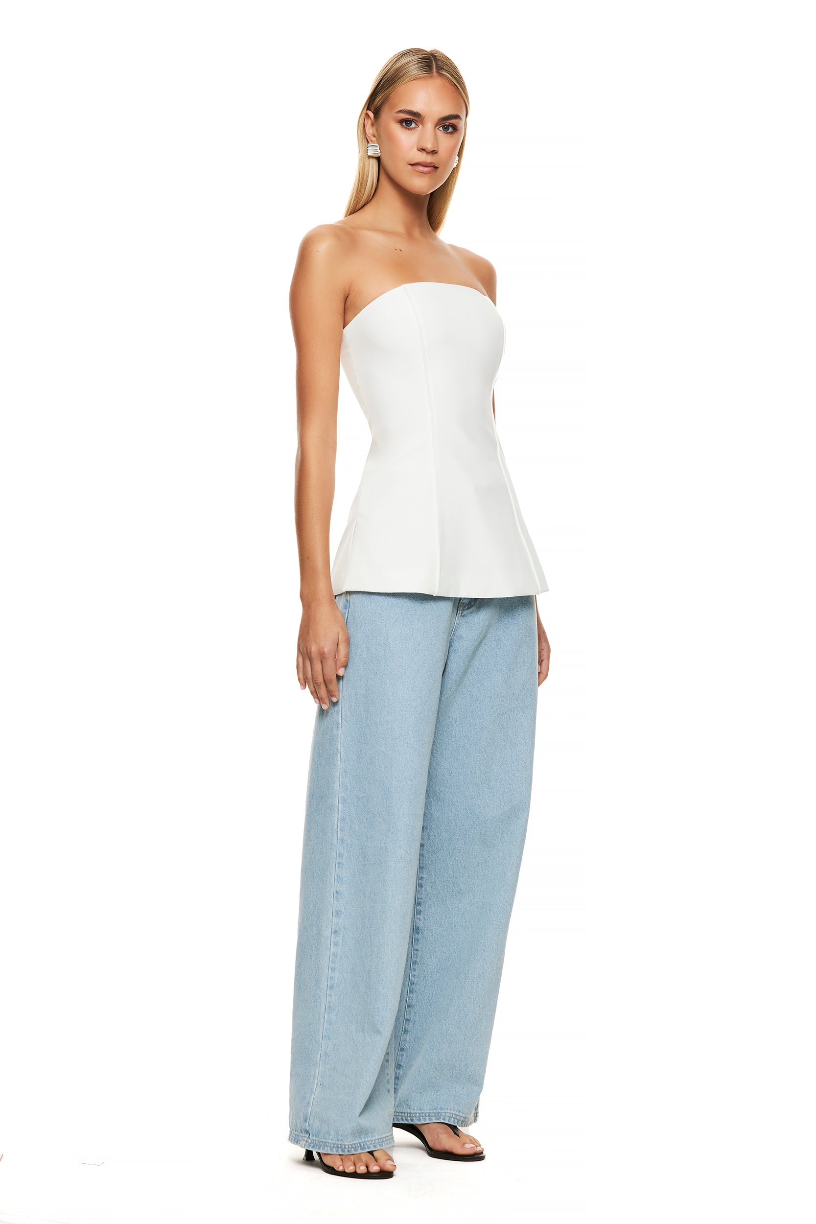 Remy White Strapless Top for Women - Sexy Off Shoulder Blouse for Party, Date Night & Summer Outfits