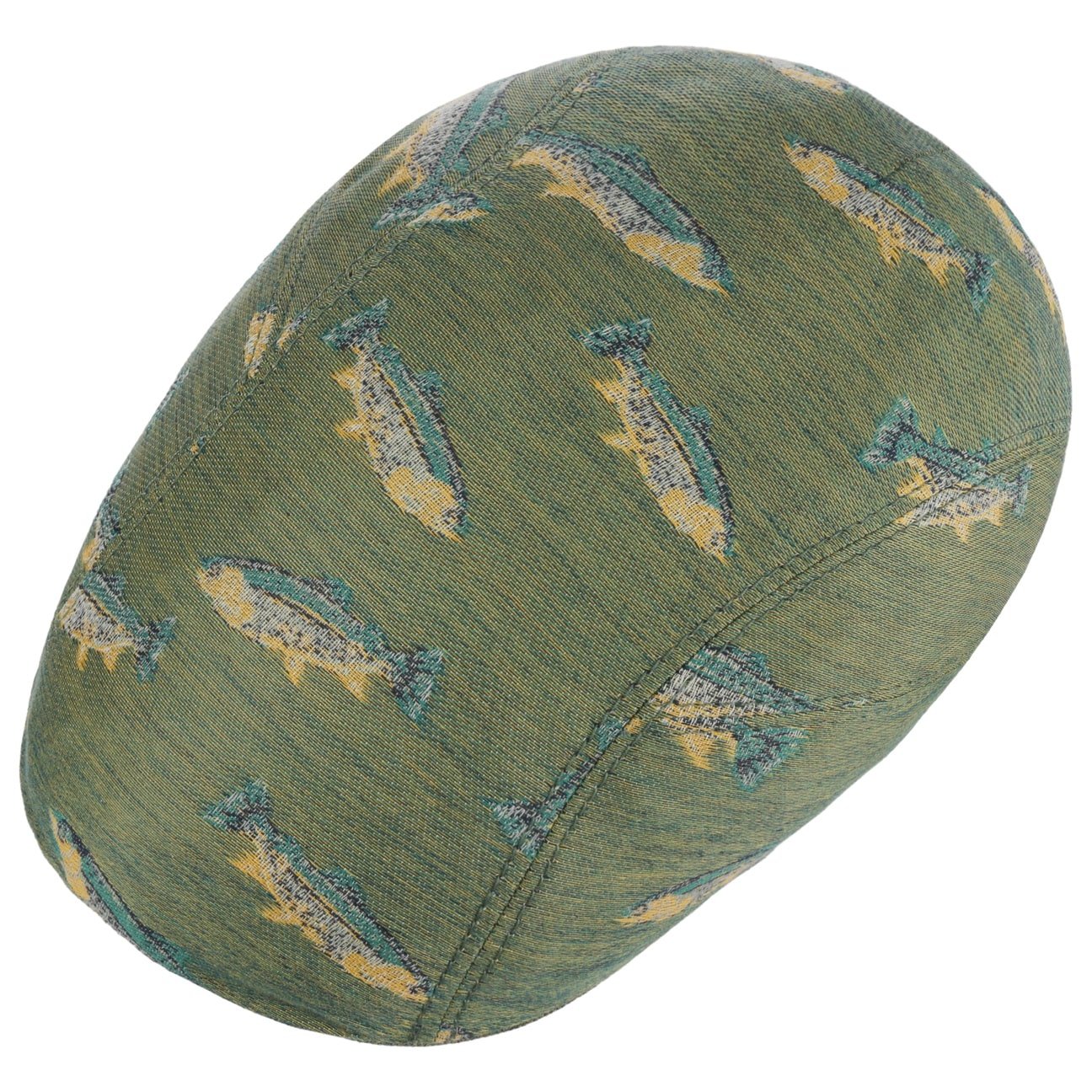 Stetson Allover Fish Print Flat Cap for Men - Classic Driver Hat for Golf, Fishing & Outdoor Activities