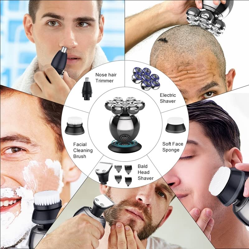 5-in-1 Multifunctional Electric Razor for Men - Cordless Bald Head Shaver, Beard Trimmer & Grooming Kit with USB Charging | Perfect for Travel, Home Use & Professional Grooming