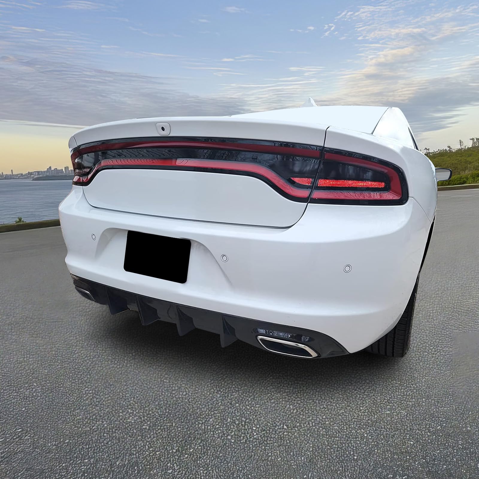 FREEMOTOR802 Rear Diffuser for 2015-2023 Dodge Charger Base & SXT Trims - V2 Style Gloss Black PP Spoiler - Upgrade Your Rear Bumper for Sporty Look & Improved Aerodynamics