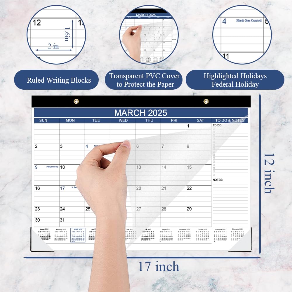 2025-2026 Desk Calendar (March 2025 - June 2026) with To-Do List | 16 Monthly Pages | 17