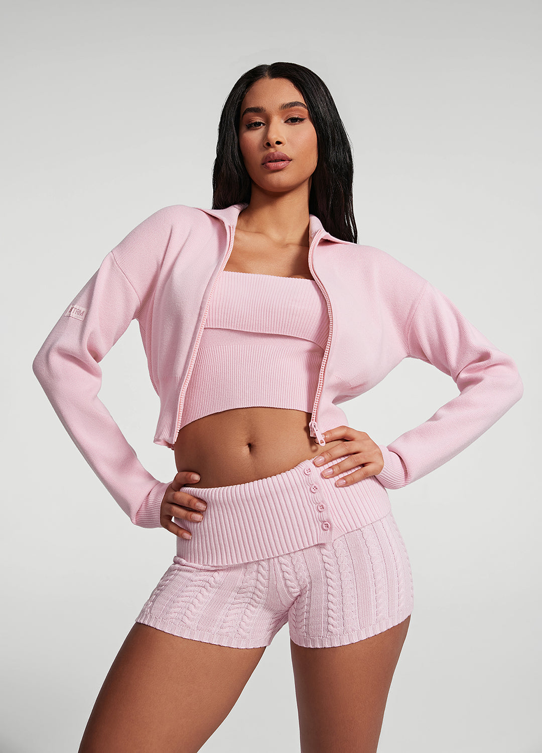 Stylish Knit Cropped Zip Up Jacket for Women - Trendy Casual Outerwear for Spring & Fall | Perfect for Layering, Streetwear & Coffee Dates