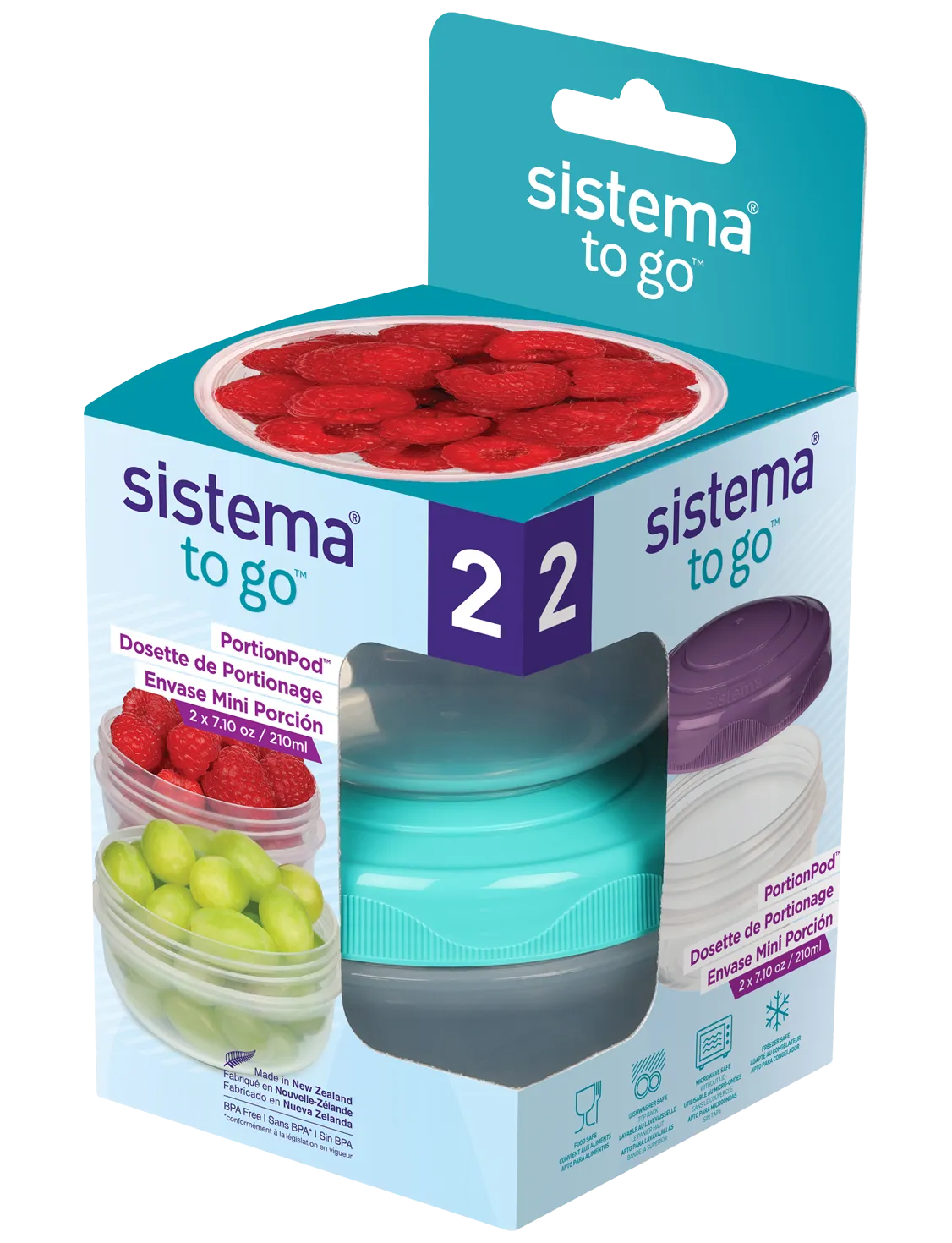Portion Pod 2 Pack - 210ml Leak-Proof Food Storage Containers for Lunch, Meal Prep & On-the-Go Snacks | BPA-Free Portable Portion Control Containers