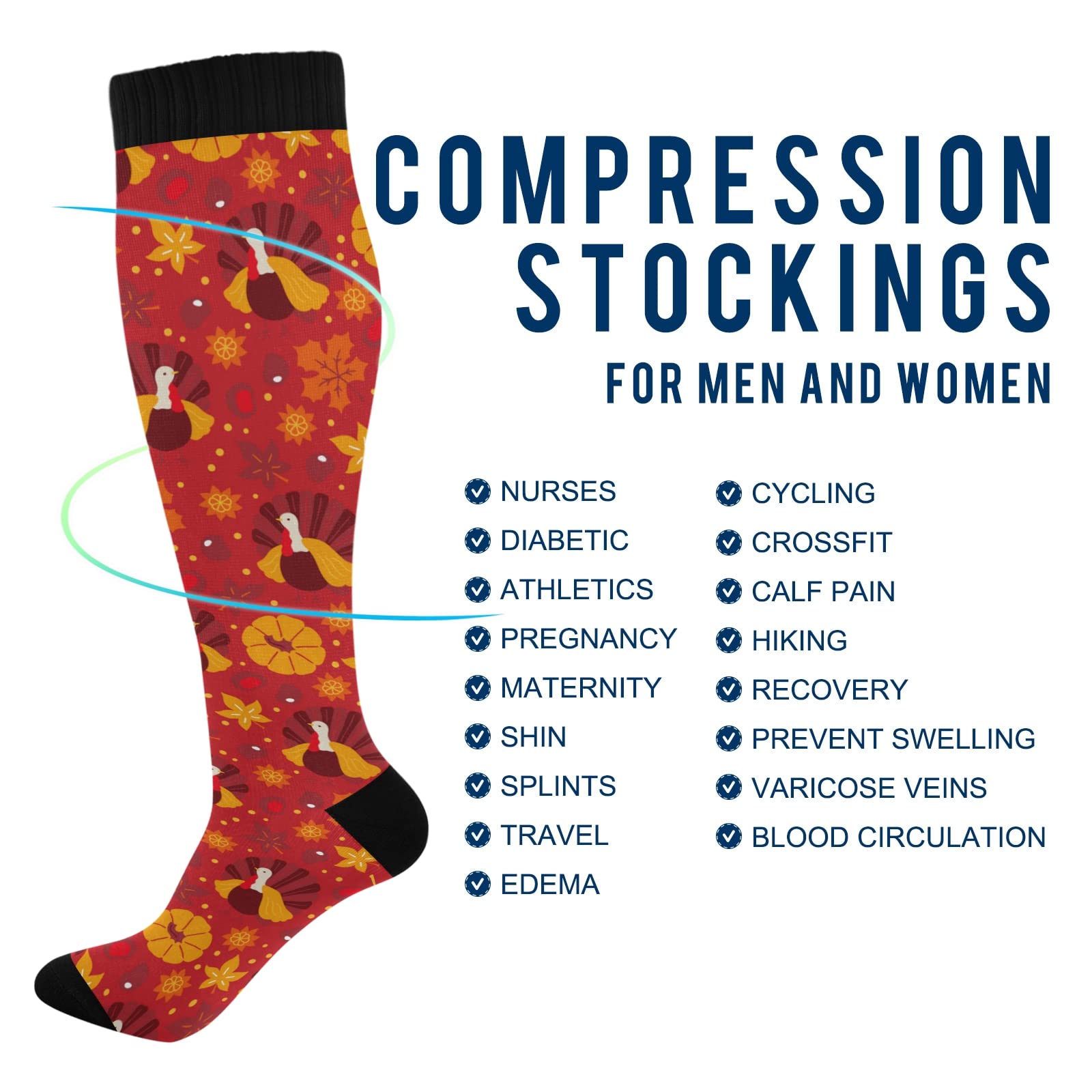 KLL Compression Socks for Women & Men - Medical Grade Support Socks for Running, Cycling, Nursing - Improve Blood Circulation & Reduce Swelling (Perfect for Travel, Workouts & Long Shifts)