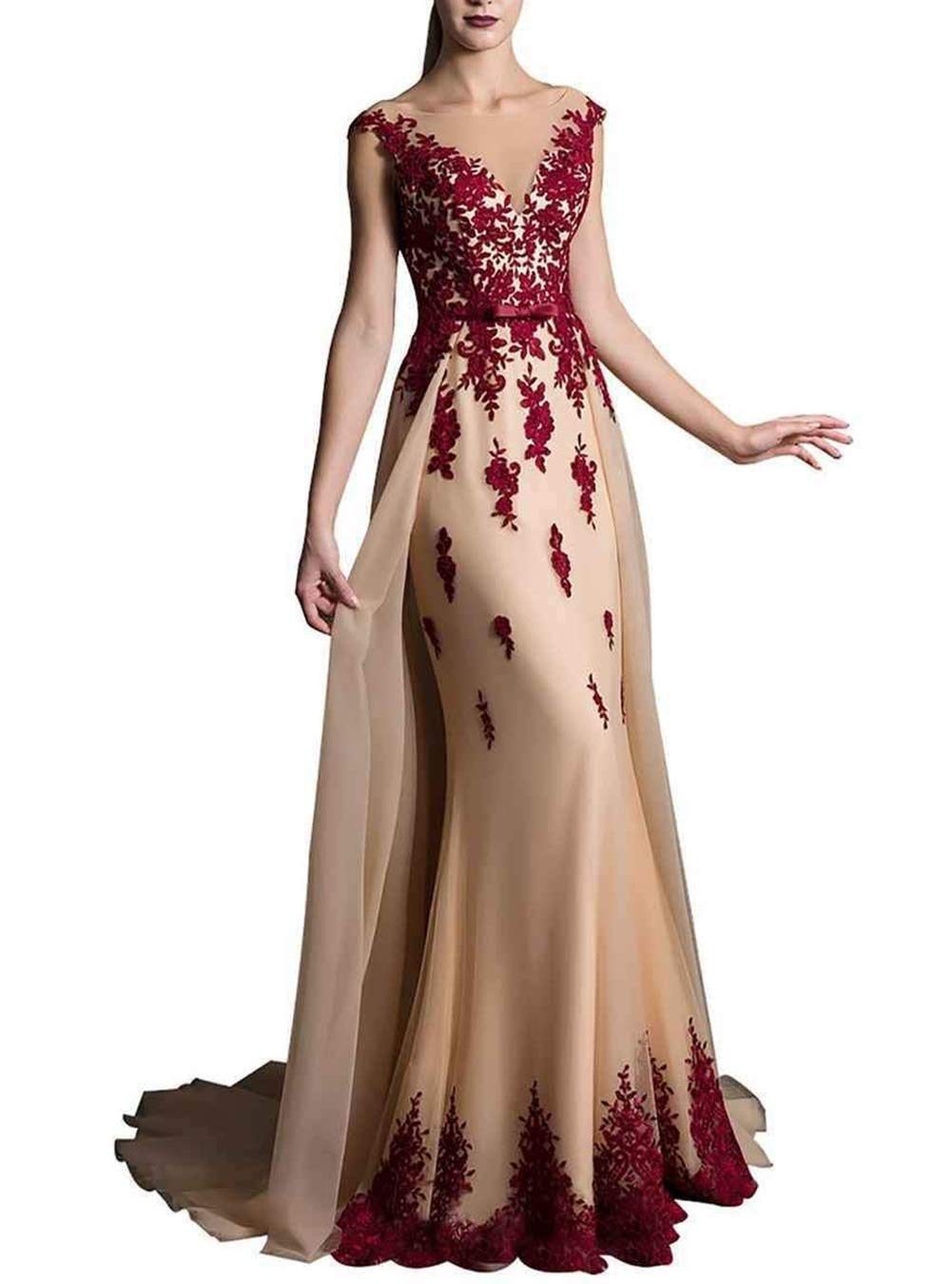 Elegant Burgundy V-Neck A-Line Prom Dress for Women - Sleeveless Long Evening Gown with Appliques | Perfect for Homecoming, Formal Parties & Special Occasions