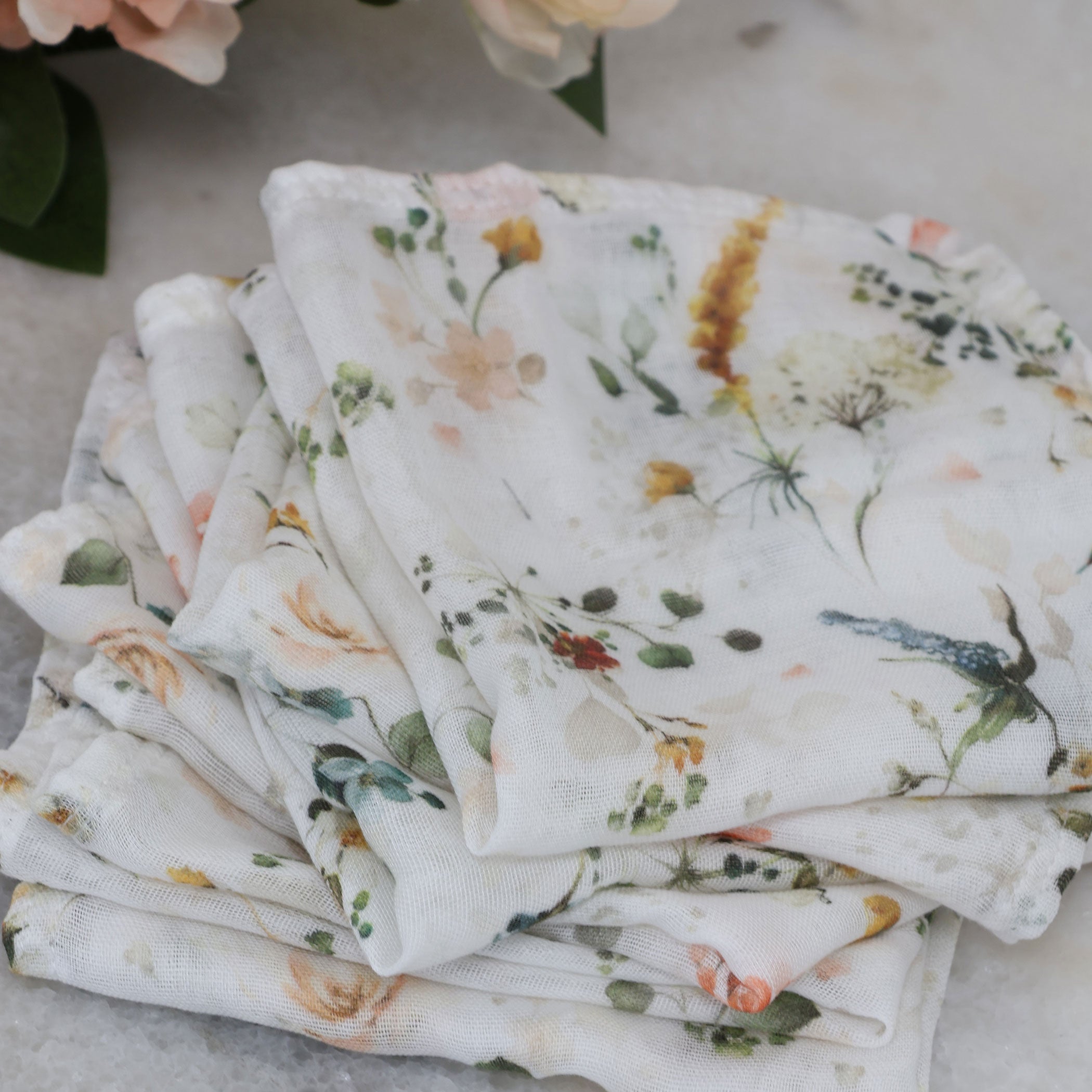 Organic Bamboo Muslin Face Cloths 6-Pack - Soft & Eco-Friendly Reusable Makeup Remover Wipes for Sensitive Skin - Perfect for Baby Care, Makeup Removal & Daily Cleansing