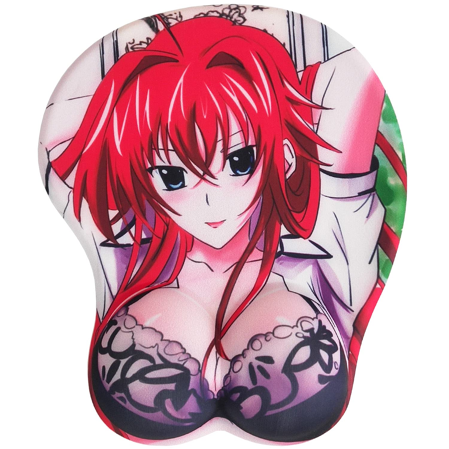 Ergonomic Gaming Mouse Pad with Wrist Support - Cute Anime Red Design - Non-Slip Computer Mouse Mat for PC/Laptop - Perfect for Office Work, Gaming & Long Computer Sessions