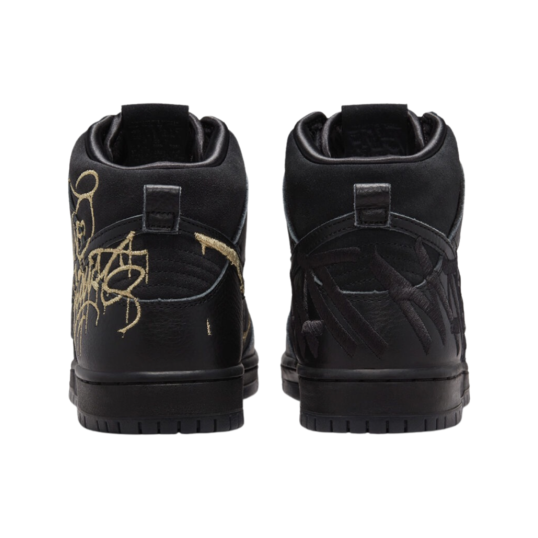 Nike SB Dunk Hi Sneakers - Black & Metallic Gold - Skateboarding Shoes for Men & Women - Perfect for Streetwear & Casual Fashion
